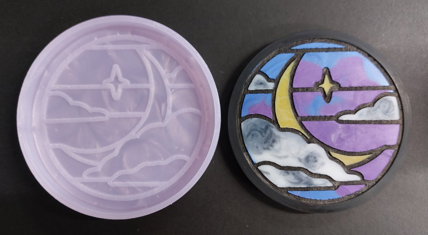Stained Glass Circular Window Disc Cell Silicone Mould for wax, resin, soap
