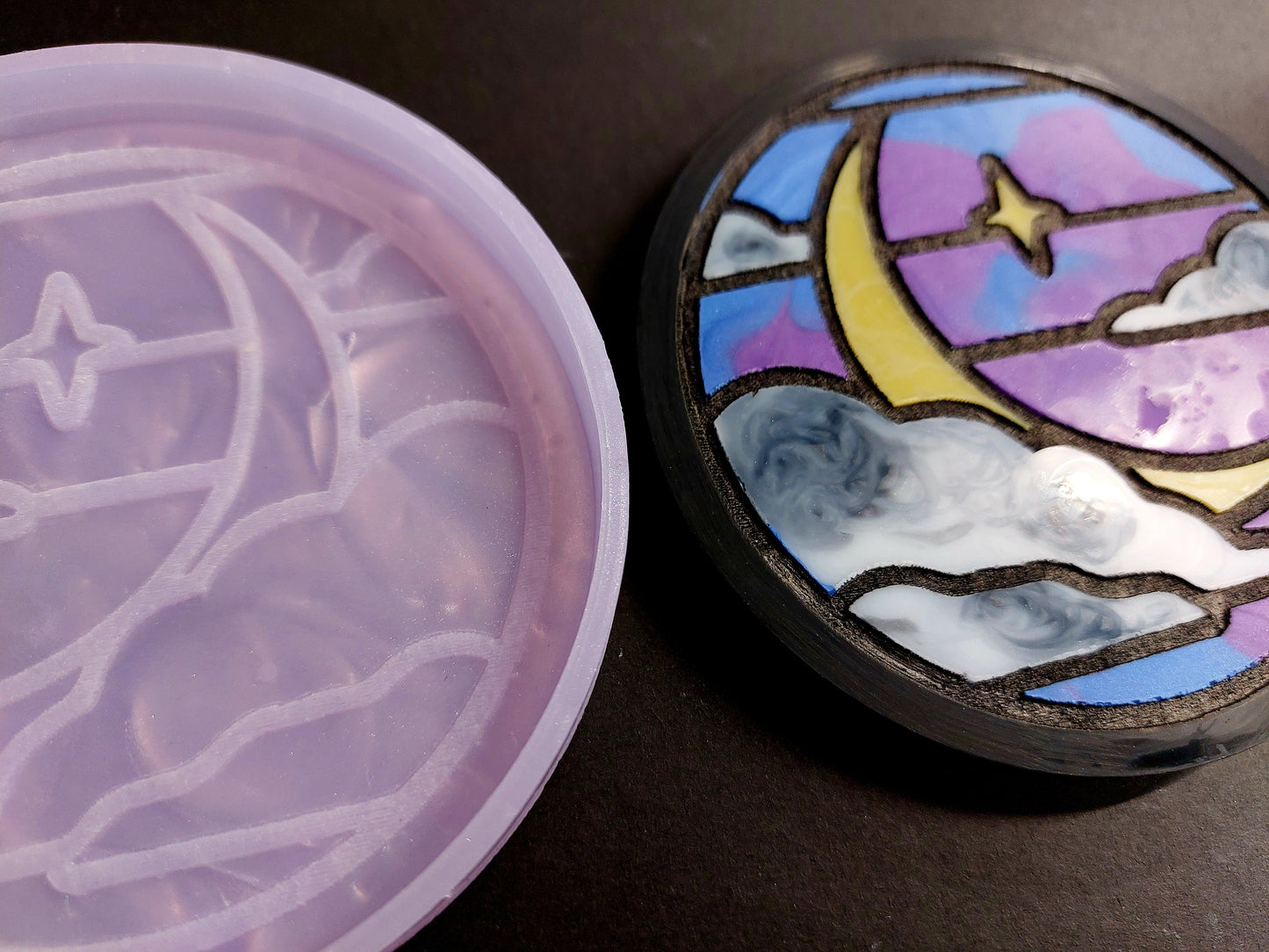 Stained Glass Circular Window Disc Cell Silicone Mould for wax, resin, soap