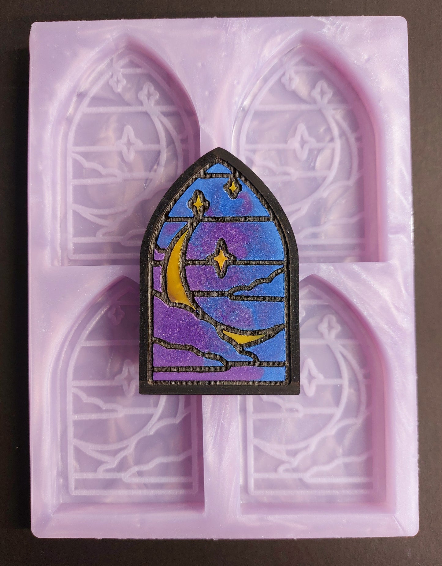 Stained Glass Arch Window 4 Cell Silicone Mould for wax, resin, soap