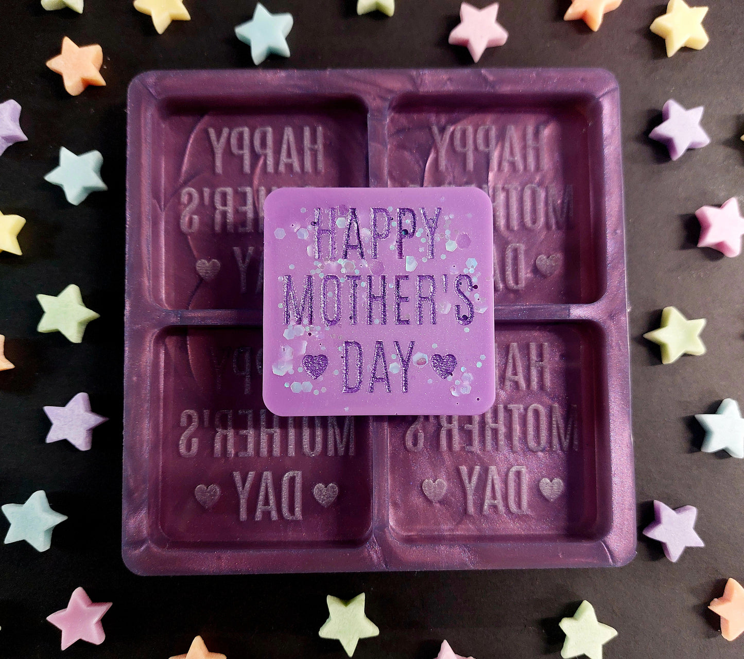 Happy Mothers Day 4 Cell Silicone Mould for wax, resin, jesmonite, soap etc
