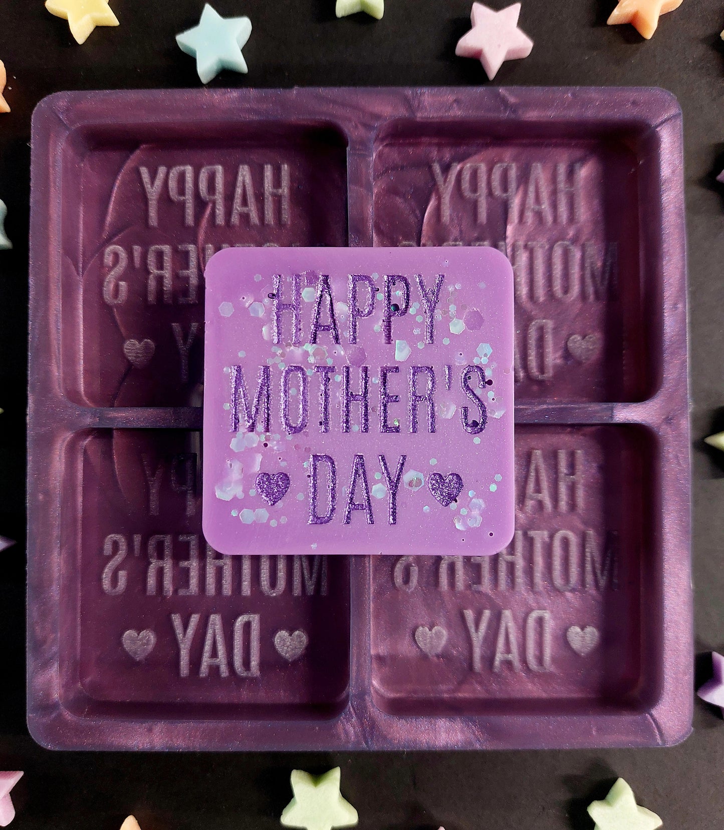 Happy Mothers Day 4 Cell Silicone Mould for wax, resin, jesmonite, soap etc