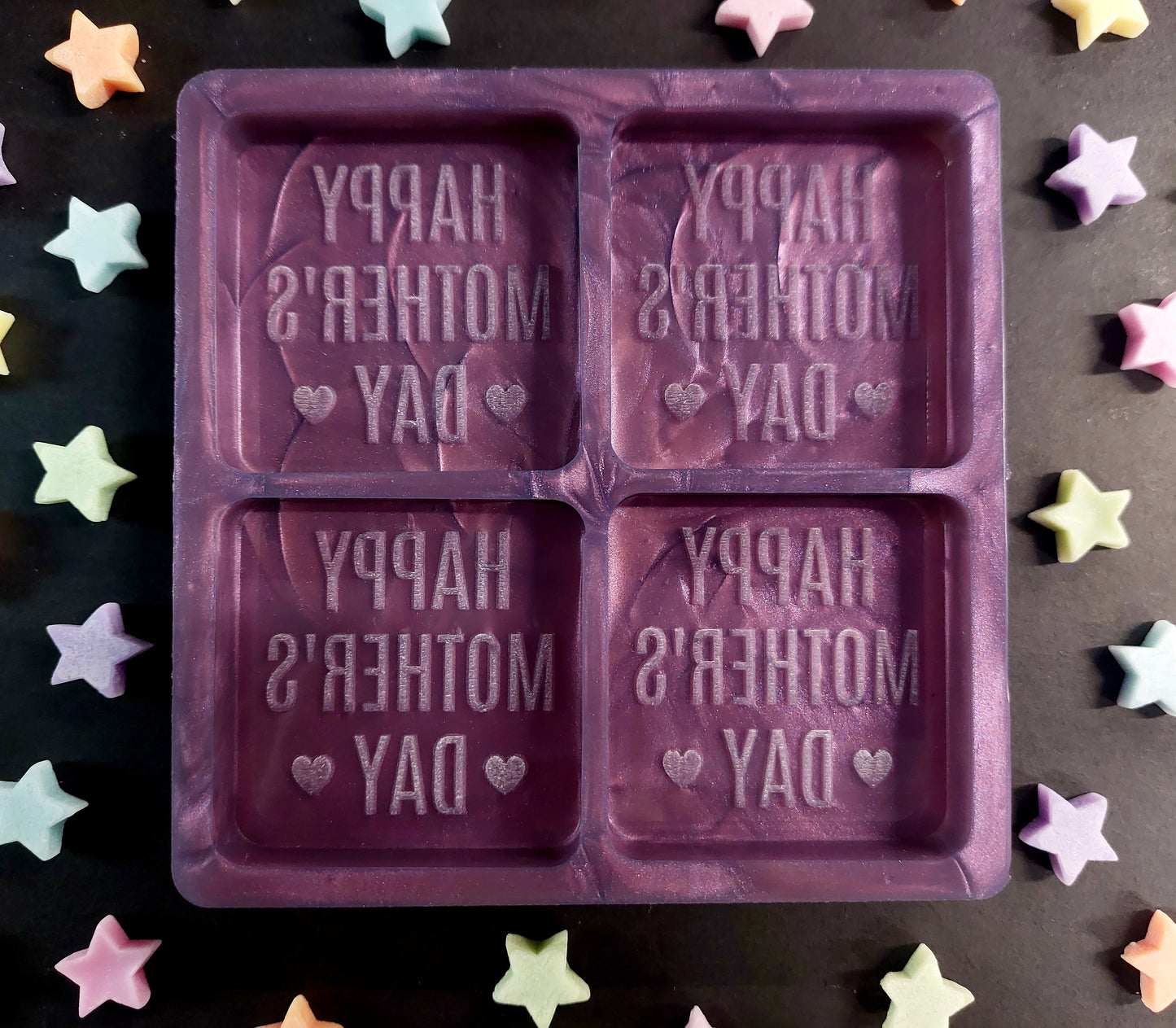 Happy Mothers Day 4 Cell Silicone Mould for wax, resin, jesmonite, soap etc