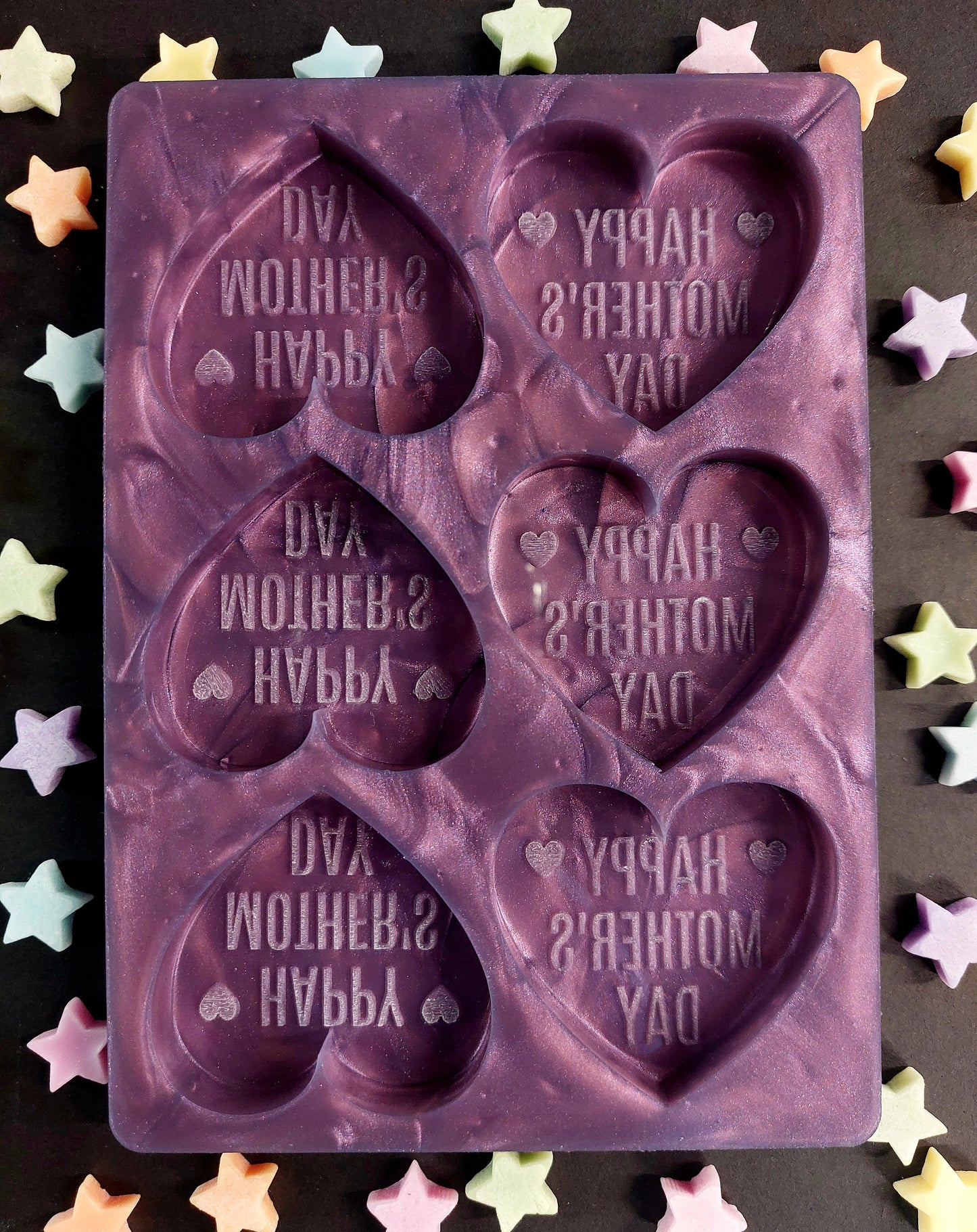 Happy Mothers Day Heart 6 Cell Silicone Mould for wax, resin and more