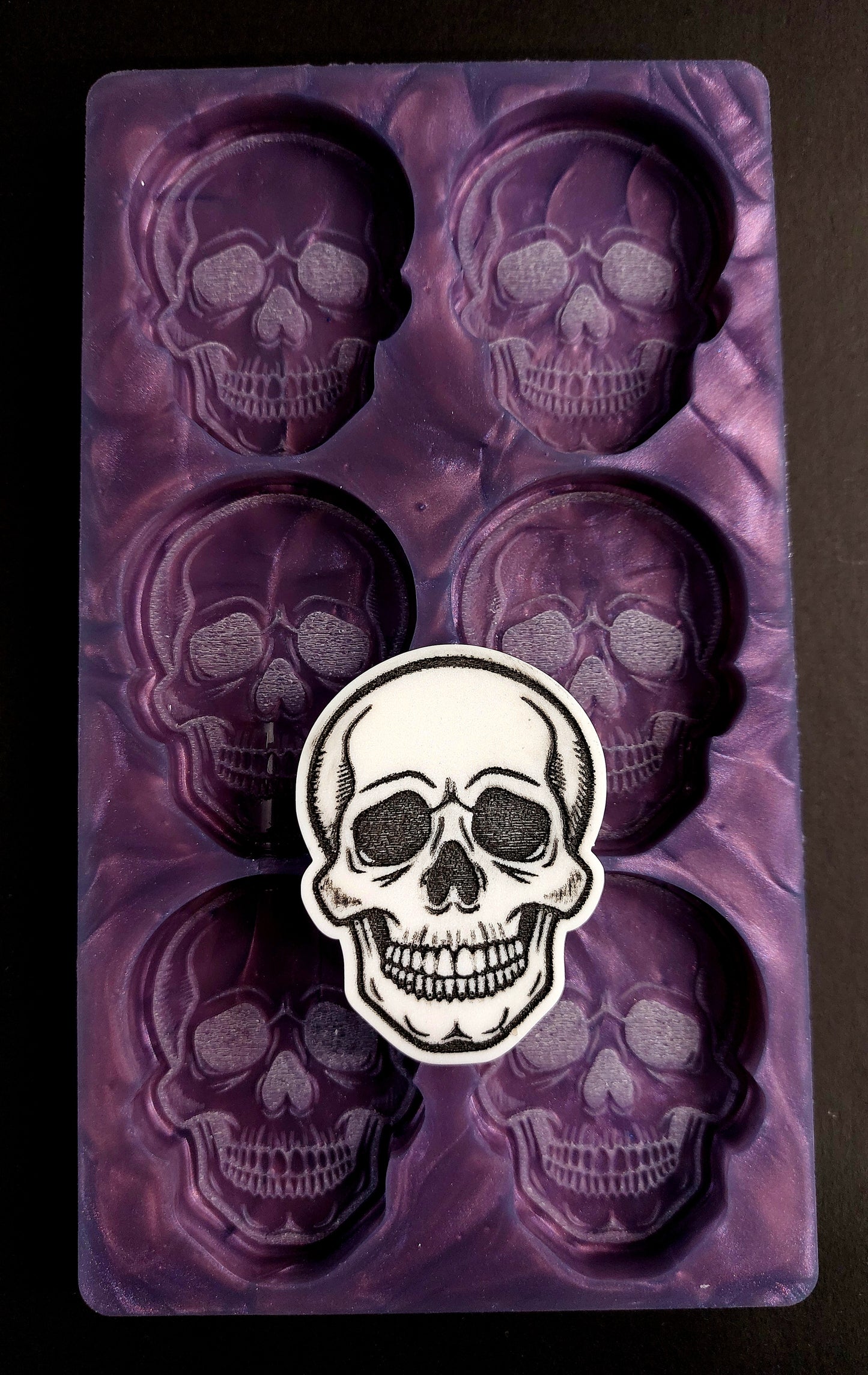 Skull 6 Cell Silicone Mould for wax, resin, soap etc