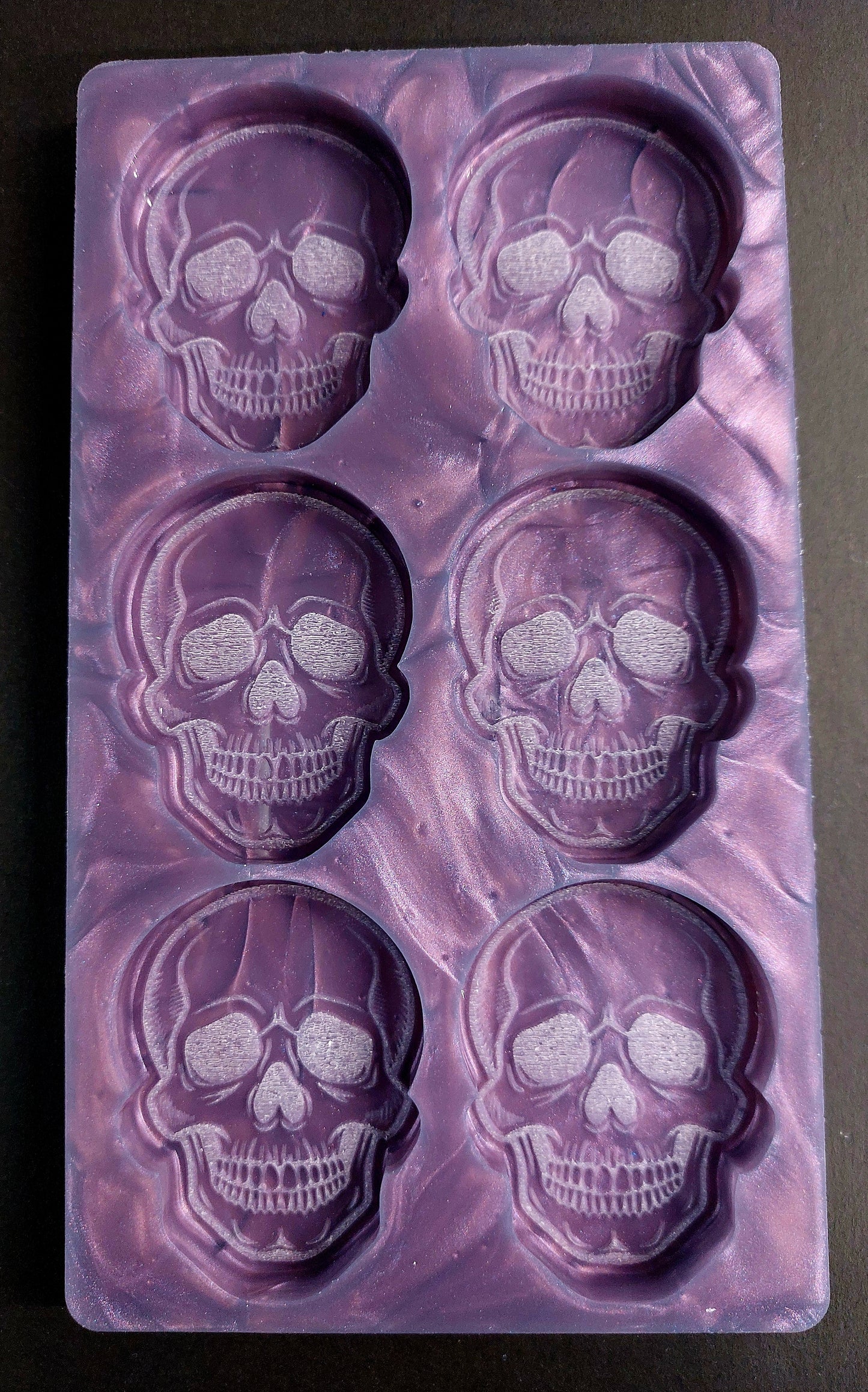 Skull 6 Cell Silicone Mould for wax, resin, soap etc