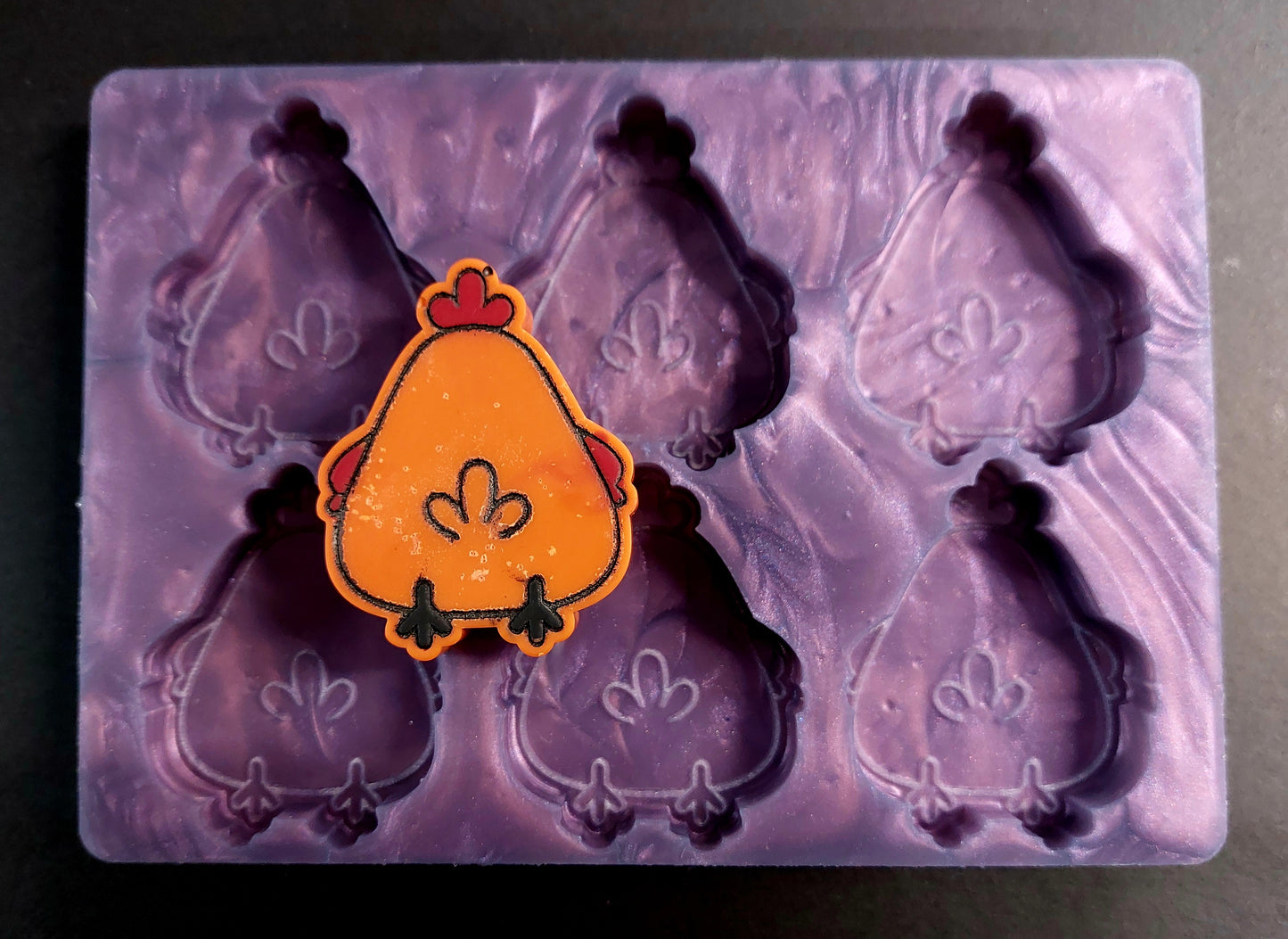 Chicken butt 6 Cell Silicone Mould for wax, resin, soap etc