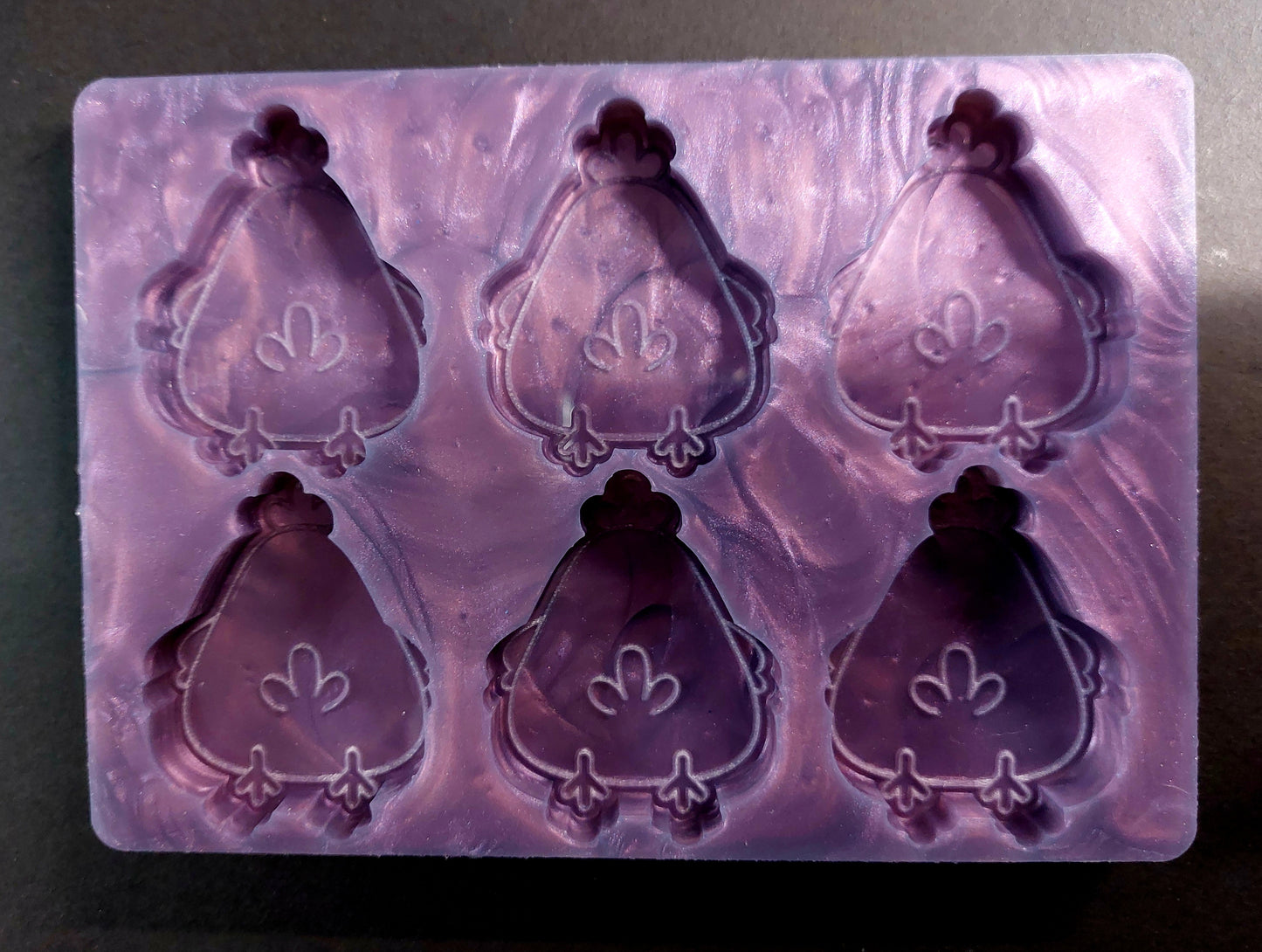 Chicken butt 6 Cell Silicone Mould for wax, resin, soap etc