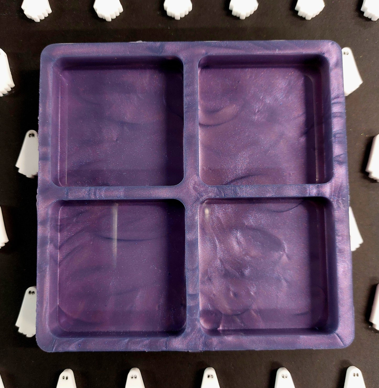 Plain Square 4 Cell Silicone Mould for wax, resin, jesmonite, soap etc