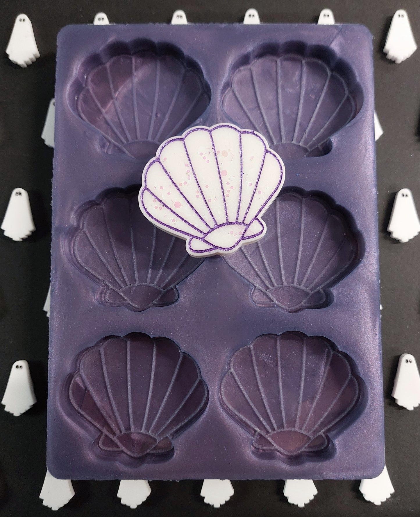 Shell 6 cell Silicone Mould for wax, resin, jesmonite, soap etc