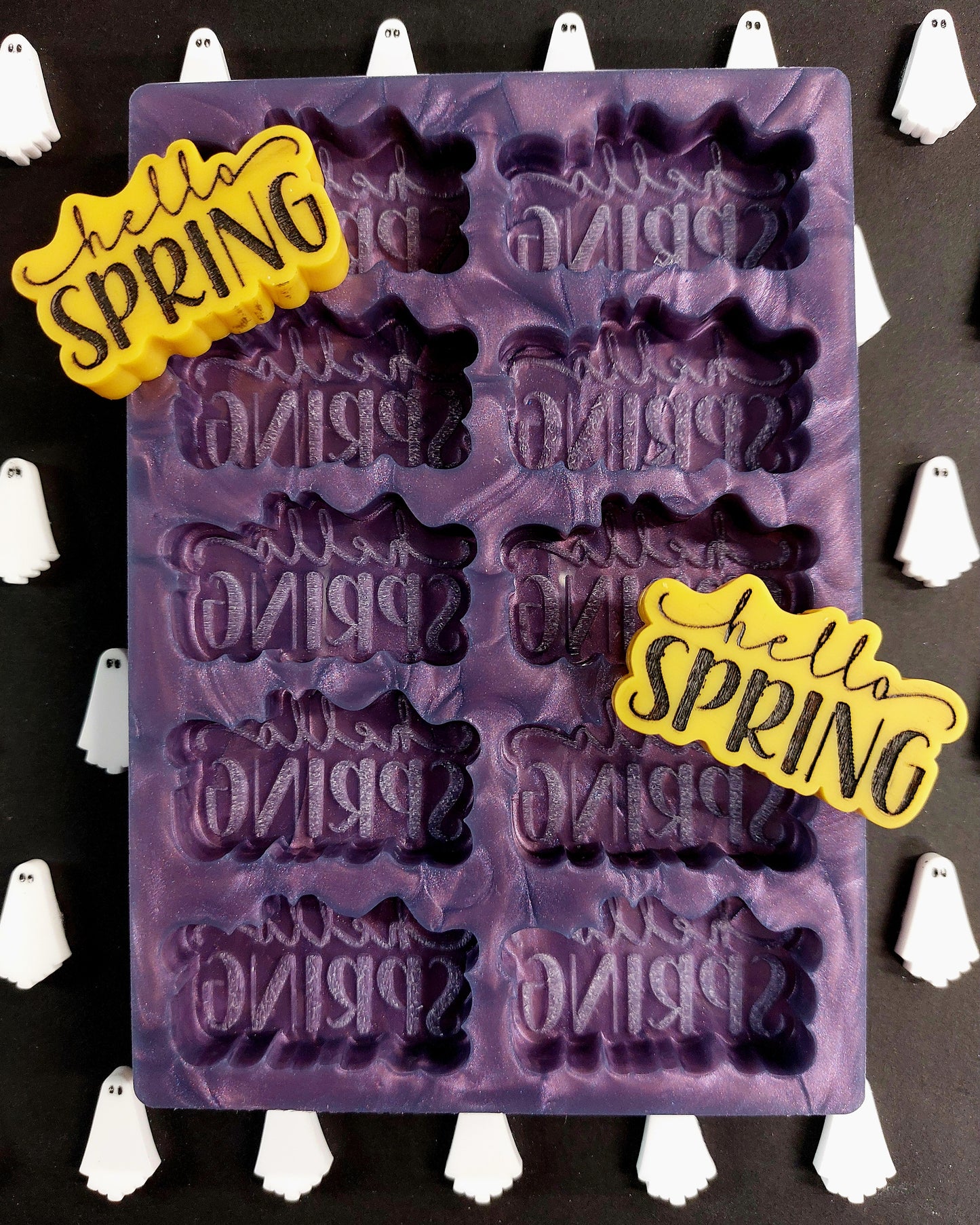 Hello Spring 10 cell Silicone Mould for wax, resin, jesmonite, soap etc