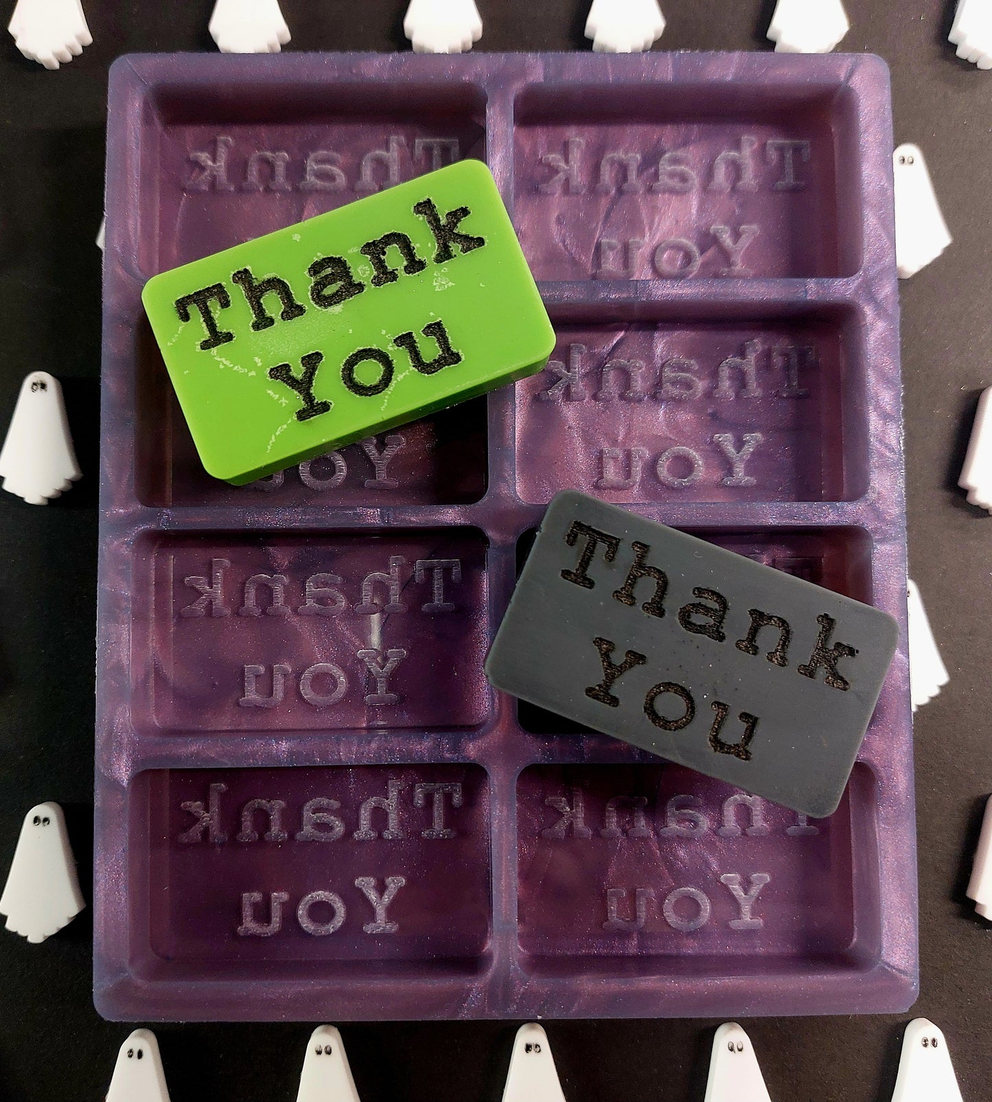Typewriter Thank You 8 Cell Silicone Mould for wax, resin, soap etc