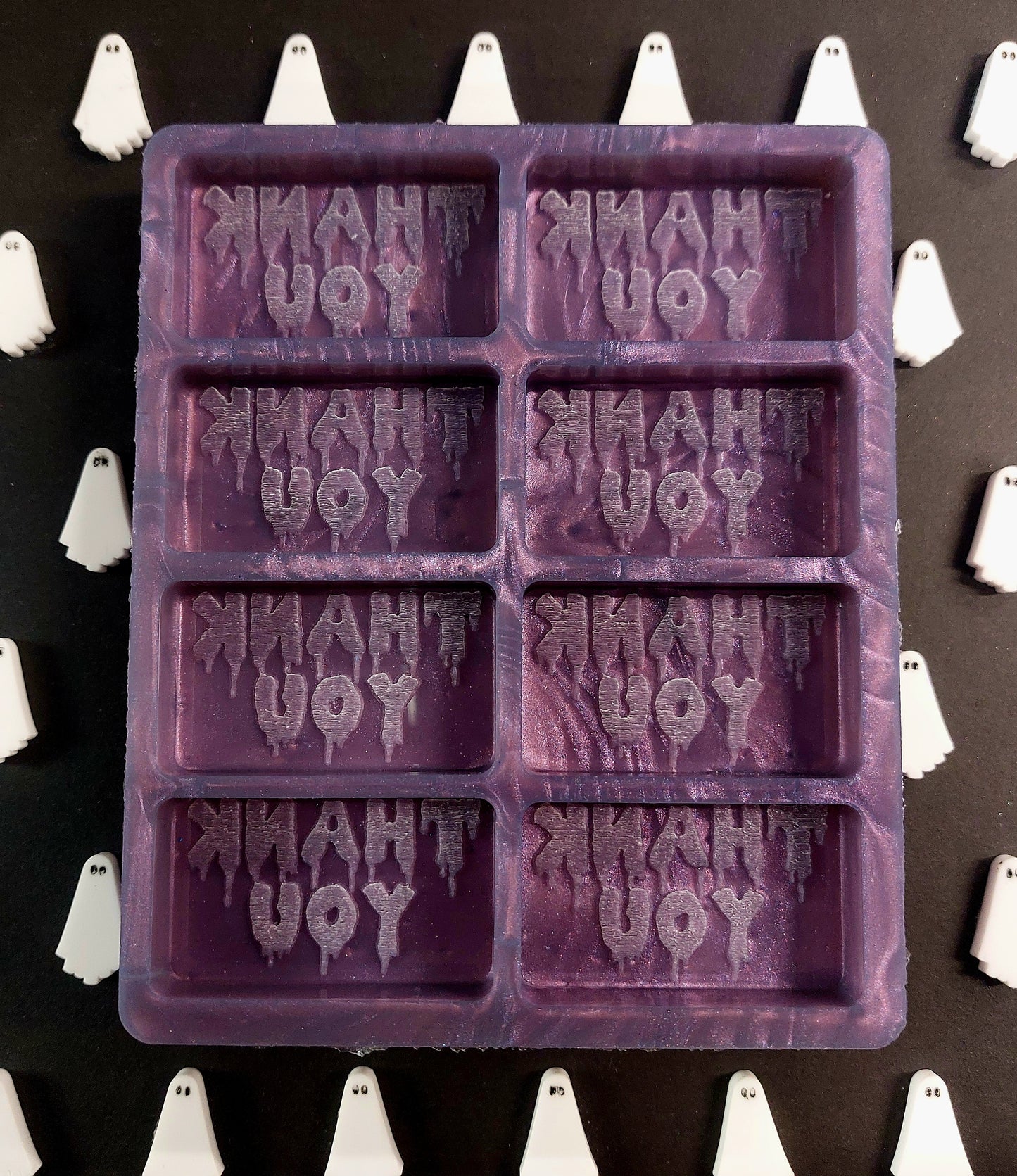 Creepy Thank You 8 Cell Silicone Mould for wax, resin, soap etc