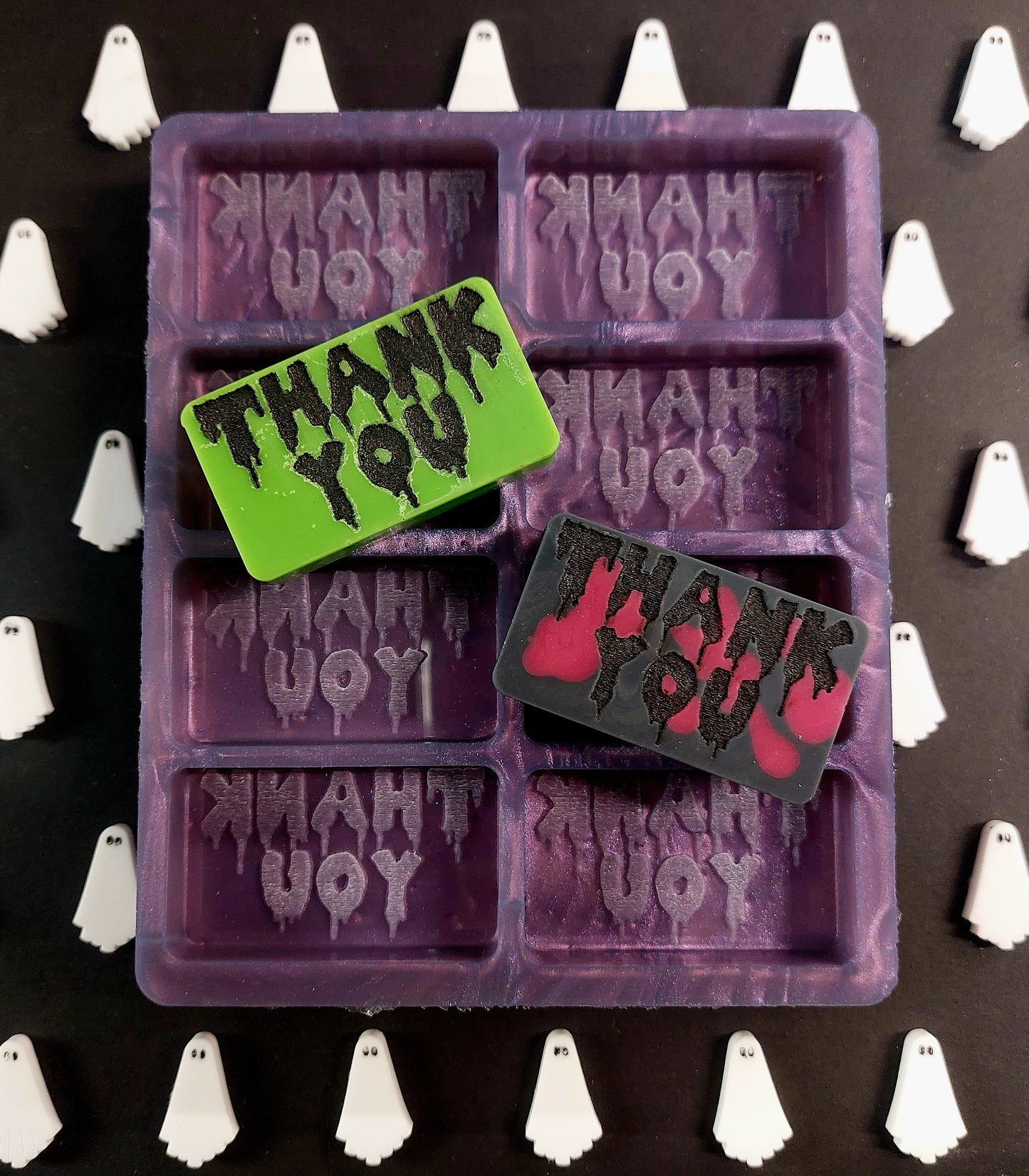 Creepy Thank You 8 Cell Silicone Mould for wax, resin, soap etc