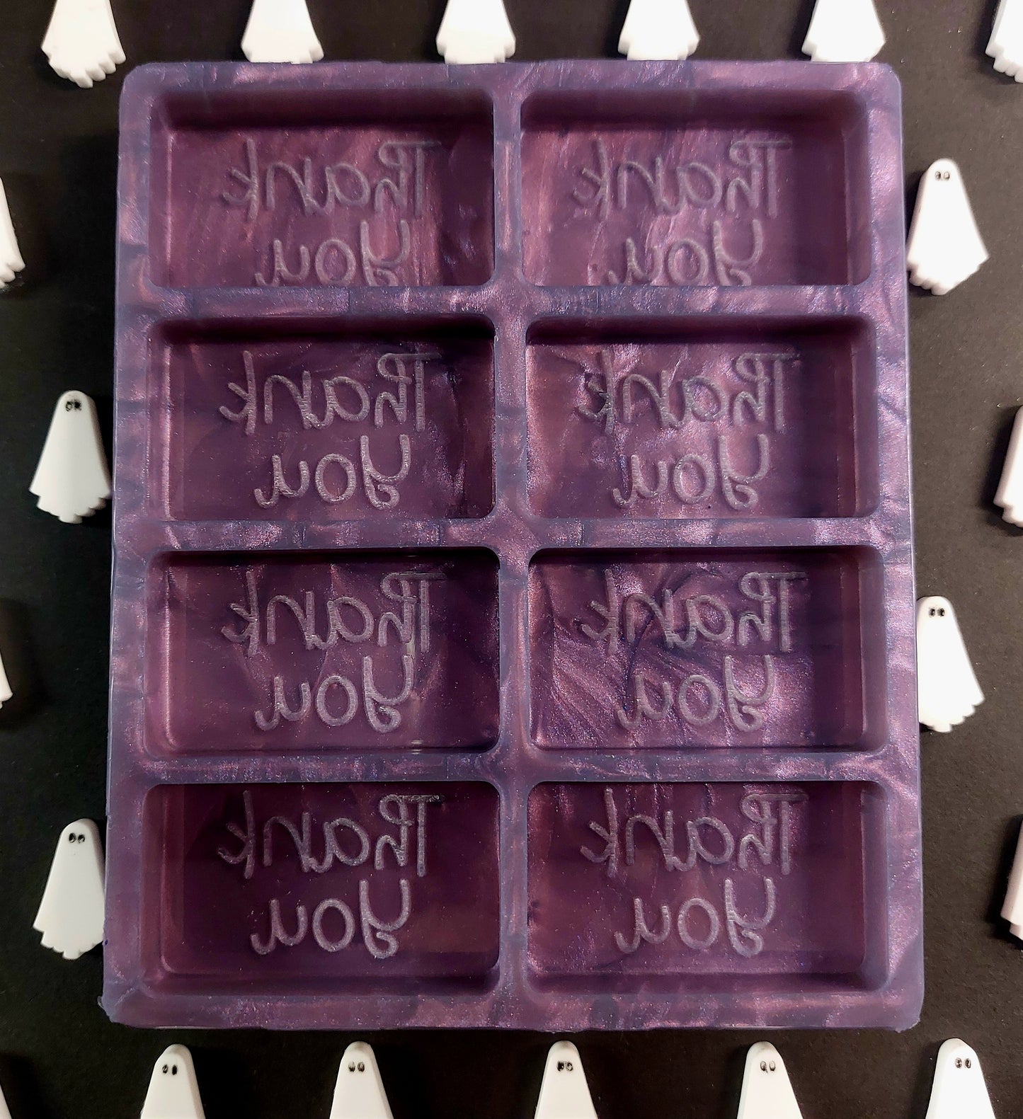 Pretty Font Thank You 8 Cell Silicone Mould for wax, resin, soap etc