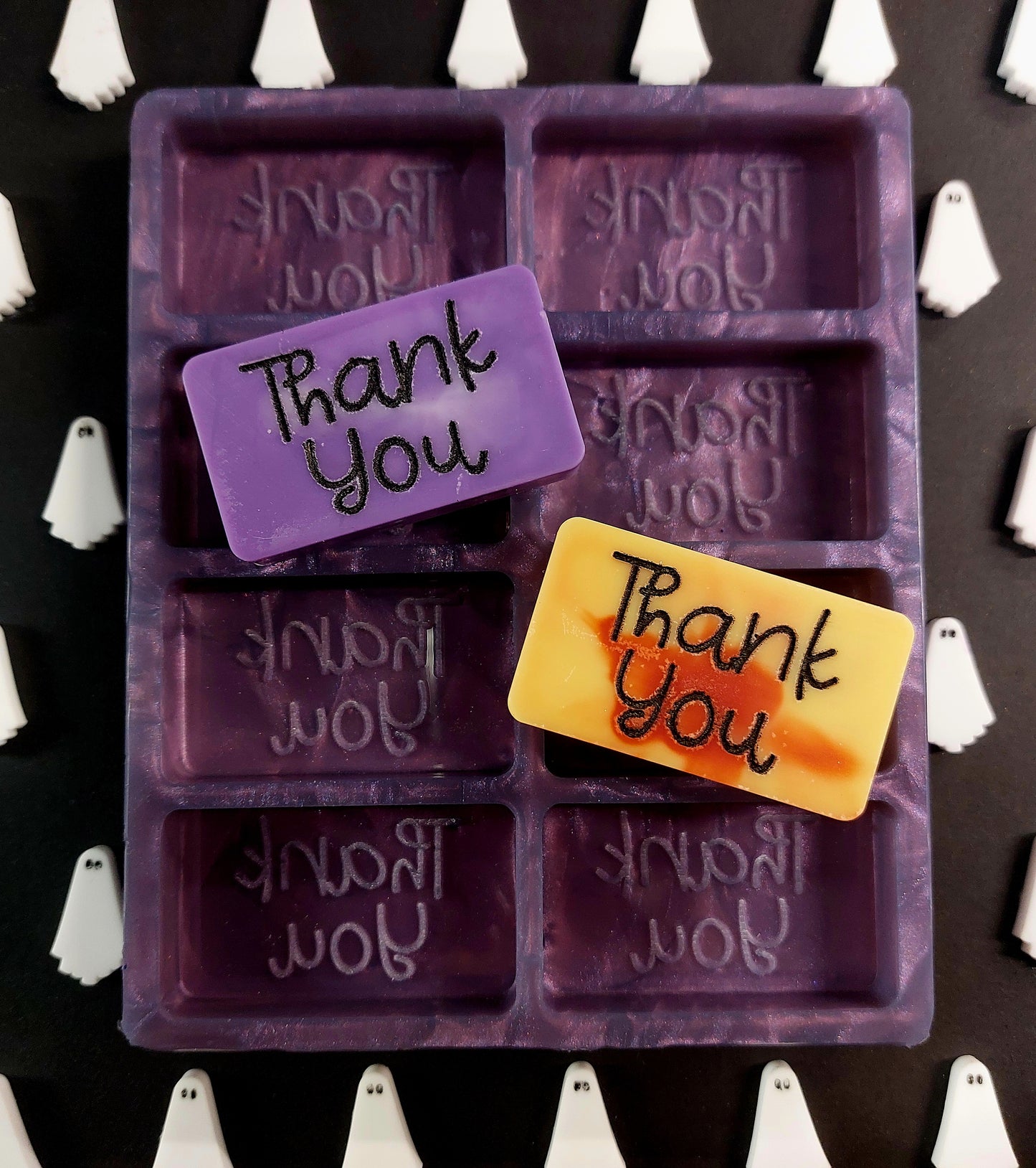 Pretty Font Thank You 8 Cell Silicone Mould for wax, resin, soap etc