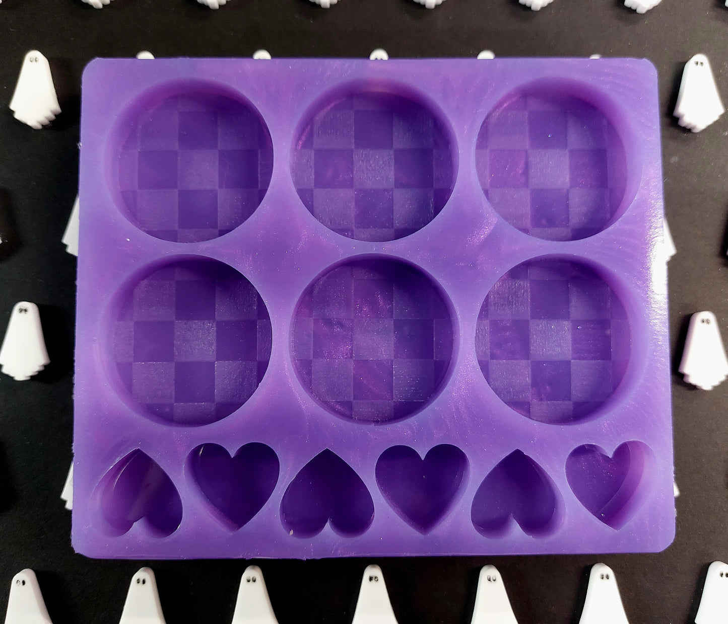 Checkerboard and heart Silicone Mould for wax, resin, soap etc