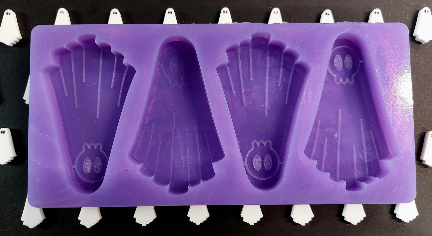 Big Skeleton Mask Ghost 4 cell Silicone Mould for wax, resin, soap etc