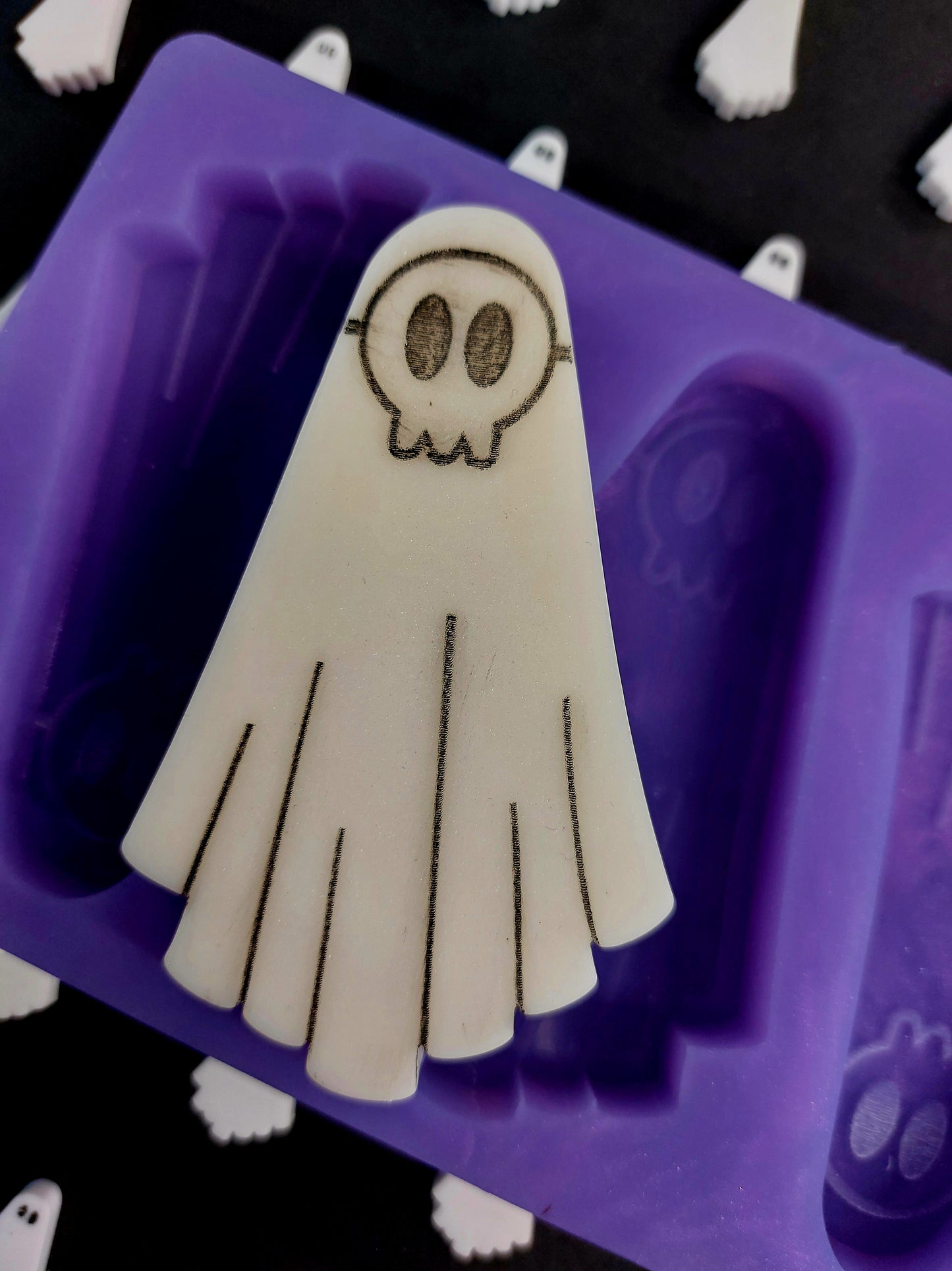 Big Skeleton Mask Ghost 4 cell Silicone Mould for wax, resin, soap etc