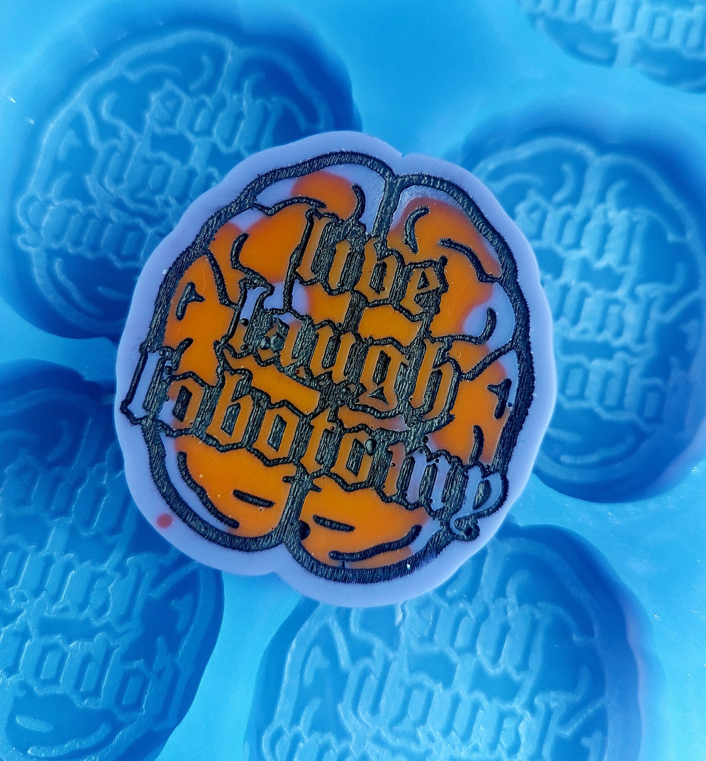 Live Laugh Lobotomy Brain 6 cell Silicone Mould for wax, resin, soap etc