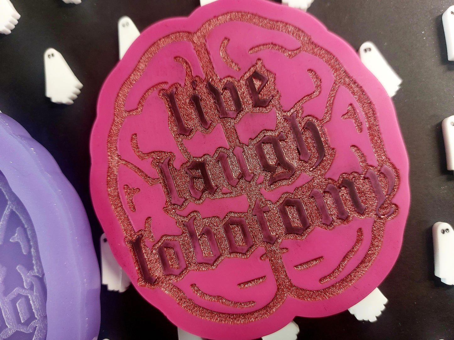 Live Laugh Lobotomy Brain wax/coaster Silicone Mould for wax, resin, soap etc