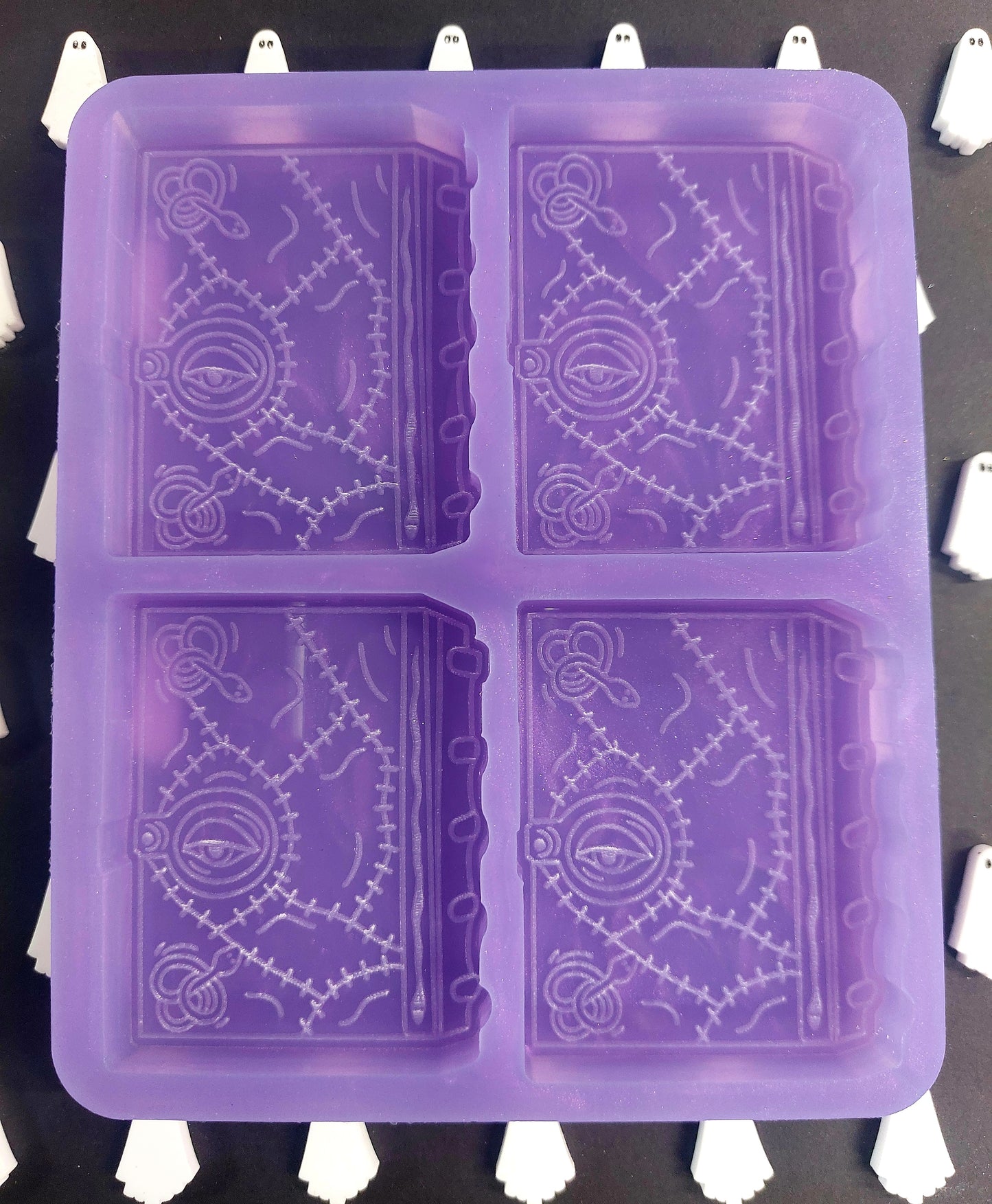 Magic Spell Book 4 cell Silicone Mould for wax, resin, soap etc