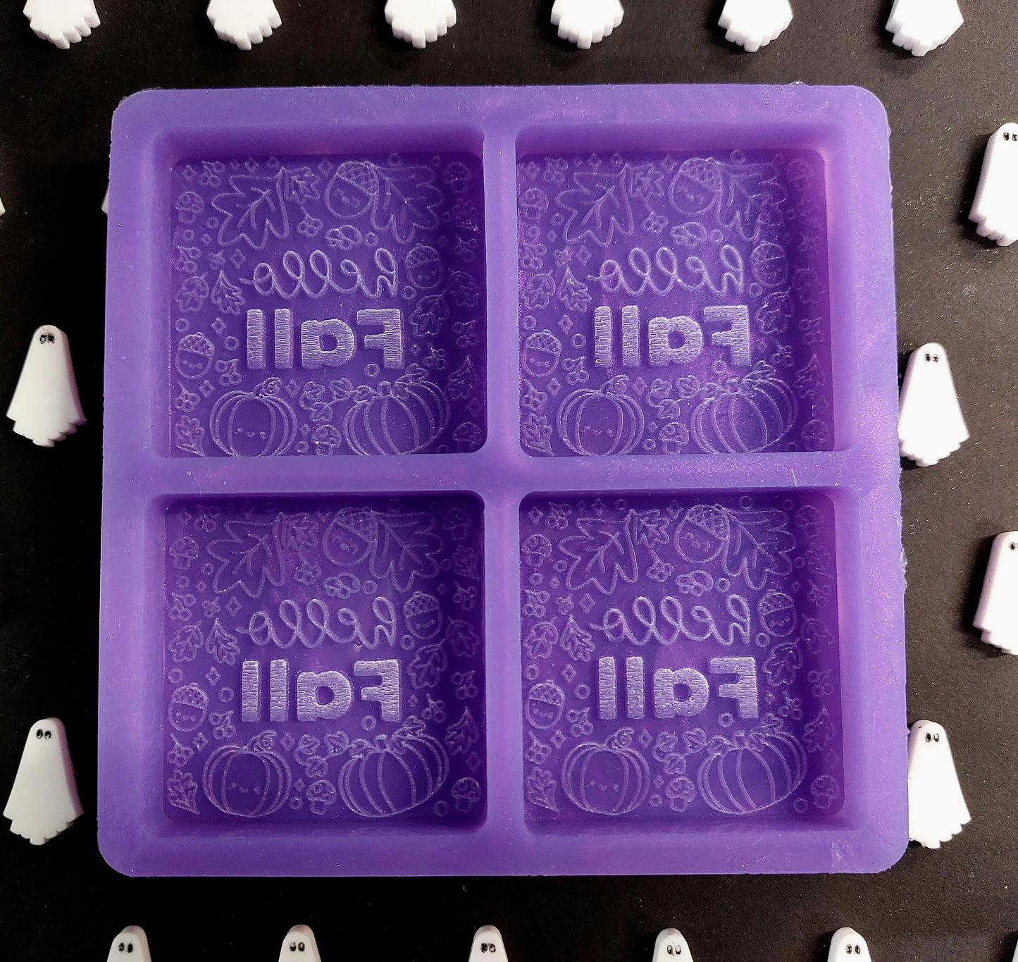 Hello Fall 4 Cell Silicone Mould for wax, resin, jesmonite, soap etc