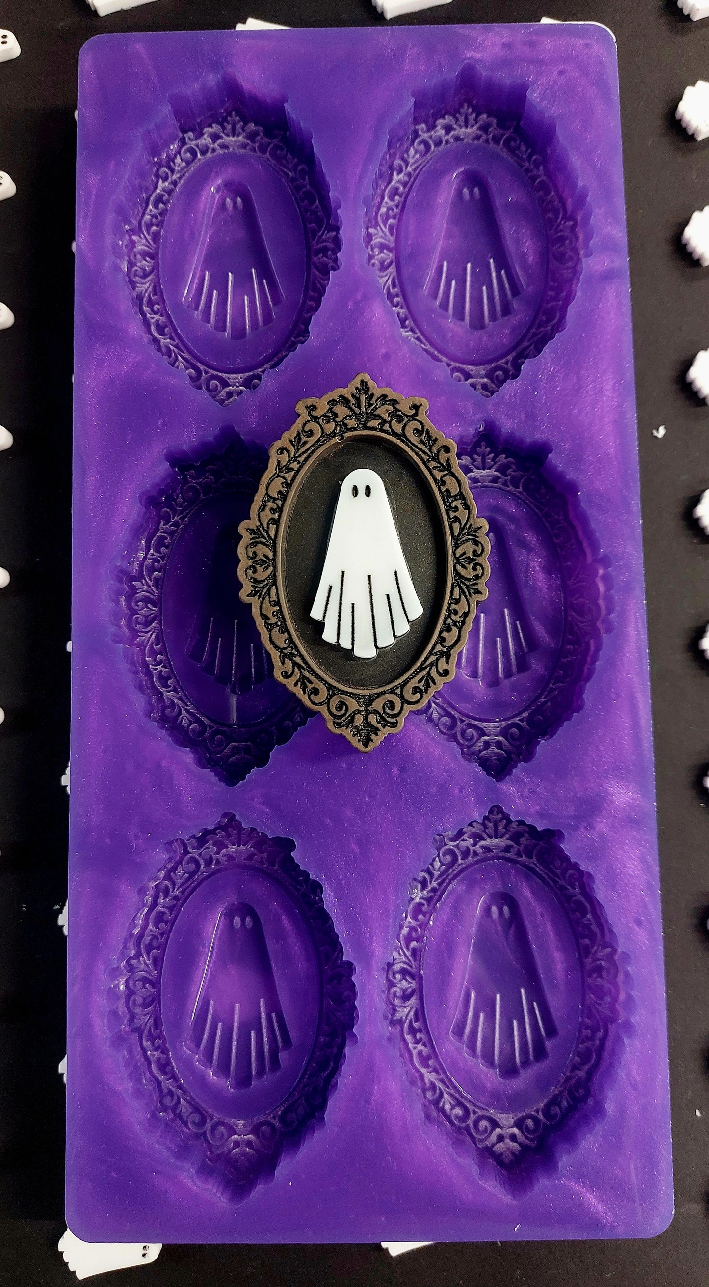 Small Vintage Ghost Frame 6 Cell Silicone Mould for wax, resin, soap etc