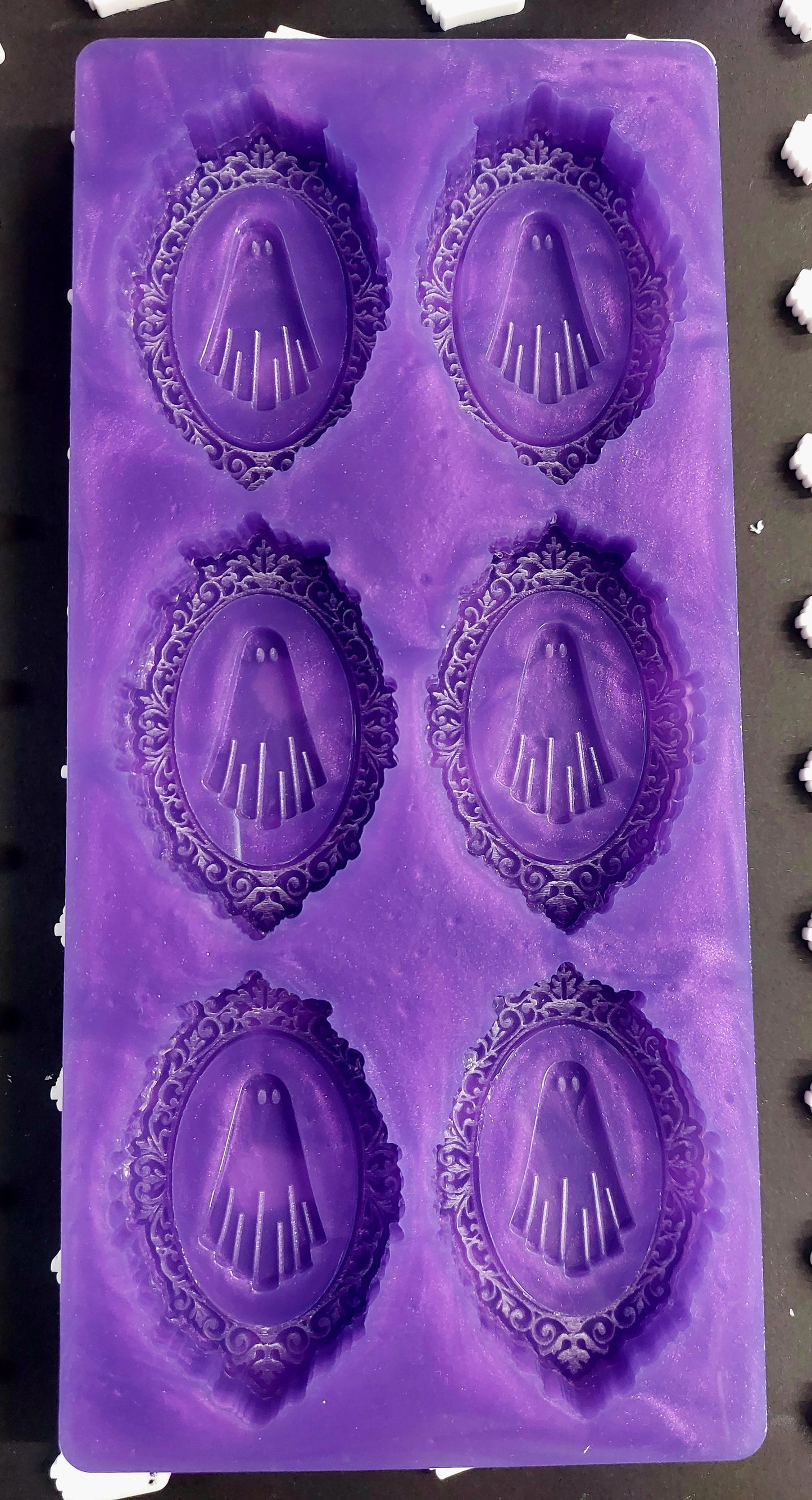 Small Vintage Ghost Frame 6 Cell Silicone Mould for wax, resin, soap etc