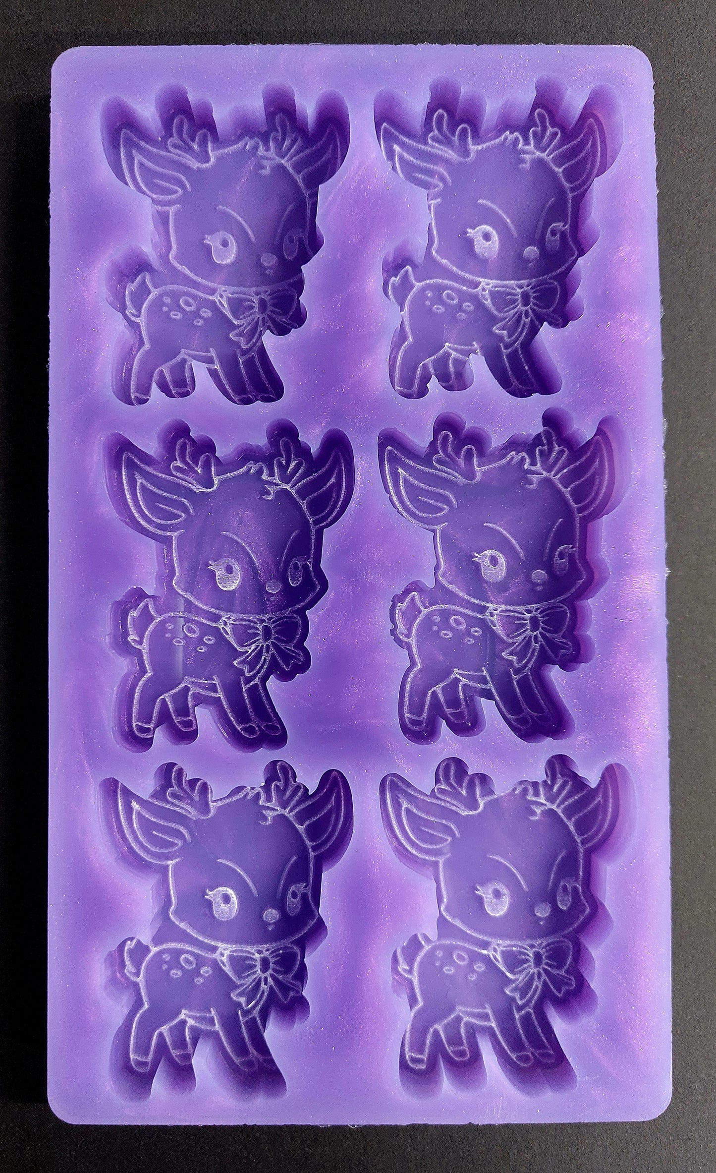 Reindeer 6 Cell Silicone Mould for wax, resin, jesmonite, soap etc