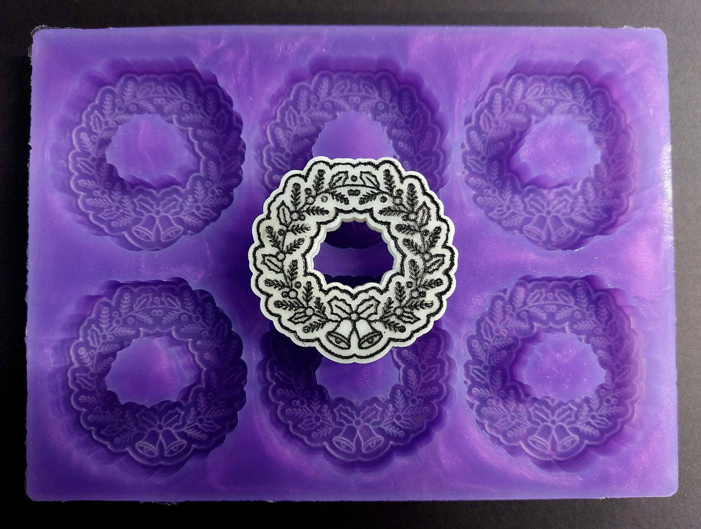 Christmas Wreath 6 Cell Silicone Mould for wax, resin, jesmonite, soap etc