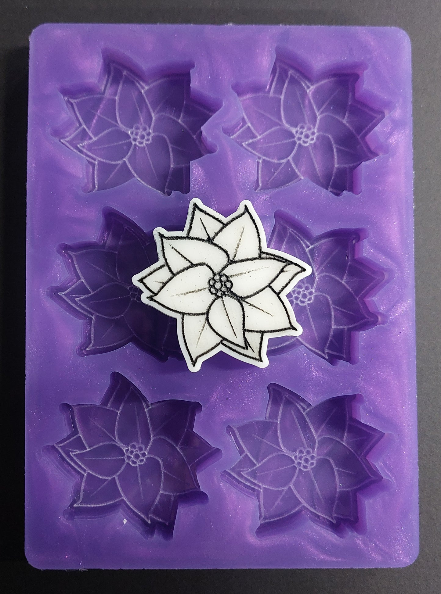 Poinsettia 6 Cell Silicone Mould for wax, resin, jesmonite, soap etc