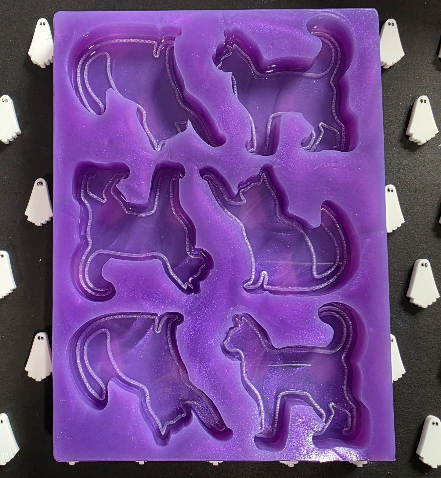 Cats 6 cell silicone mould for wax melts, resin, soap, jesmonite