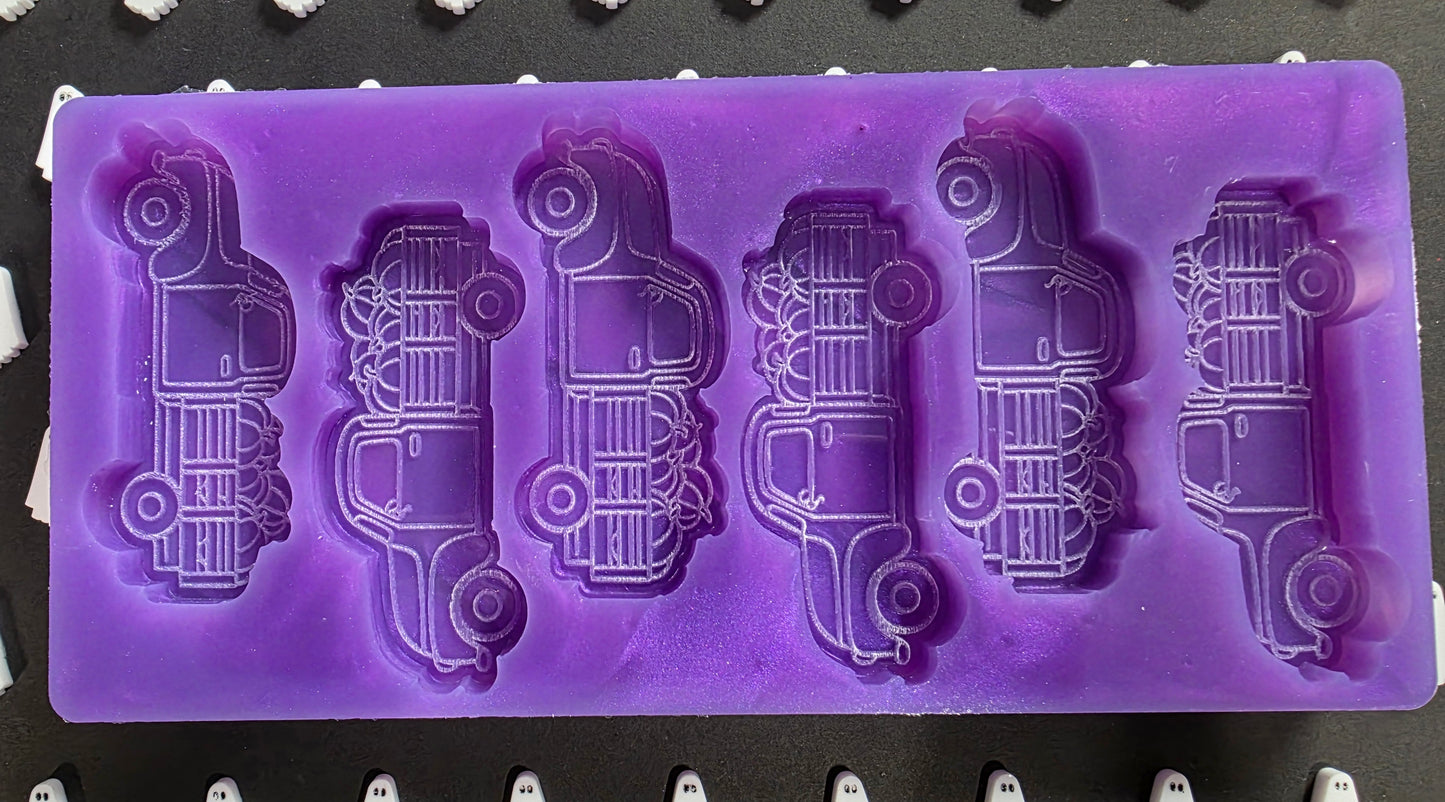 Pumpkin Truck 6 cell silicone mould for wax melts, resin, soap, jesmonite