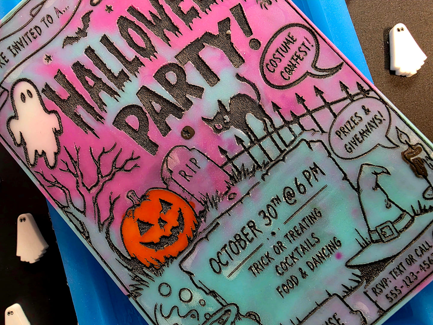 Halloween party invitation silicone mould for wax melts, resin, soap, jesmonite etc