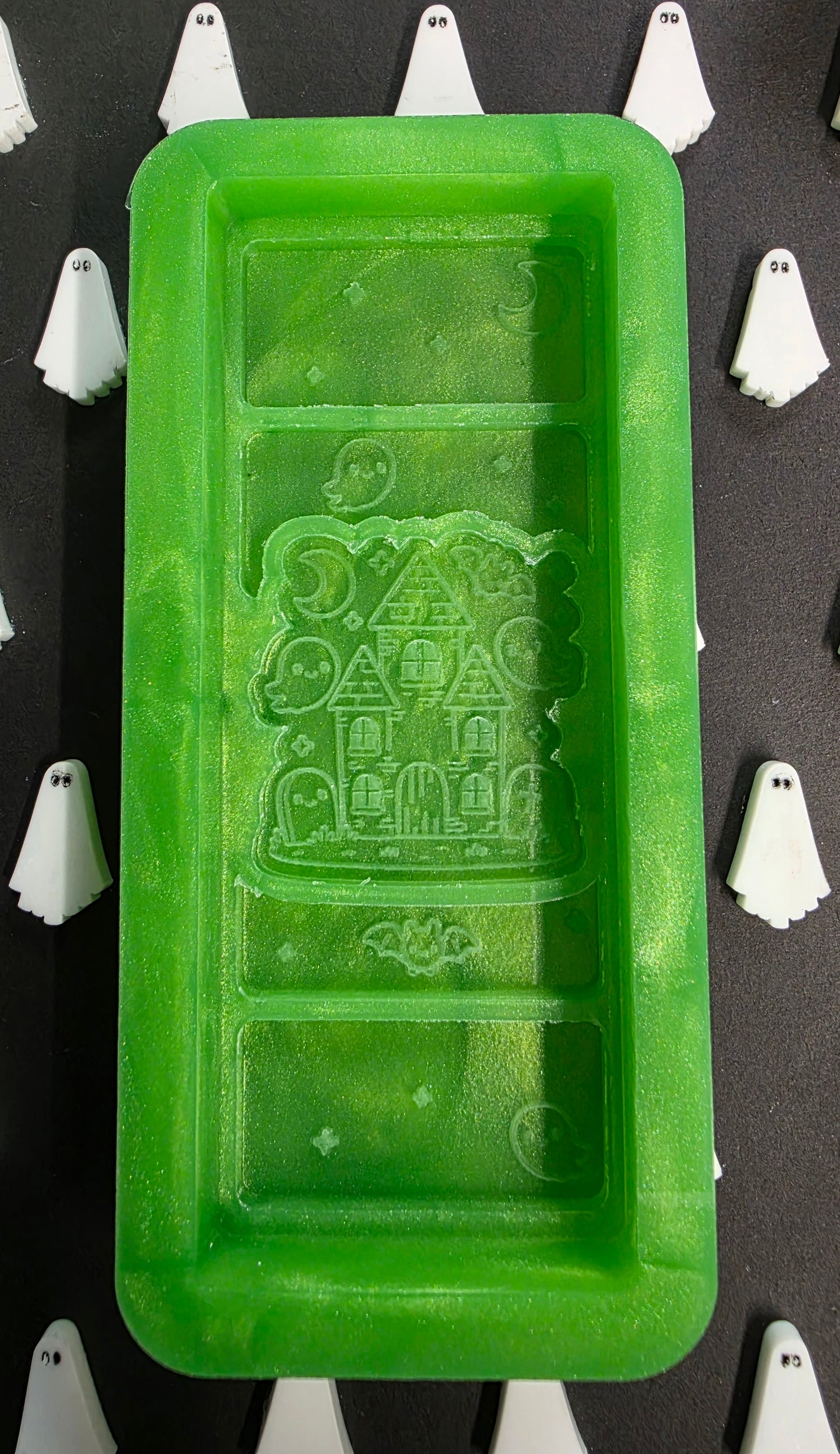 Haunted house 50g snap bar silicone mould for wax and more.