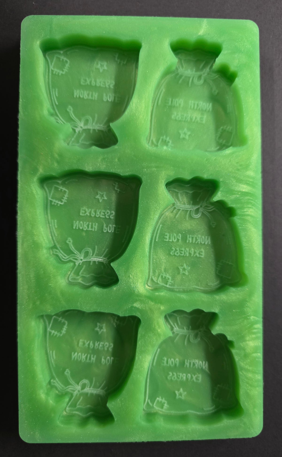 North Pole Express Santa Sack 6 Cell Silicone Mould For Wax Melts, Resin, Plaster And More