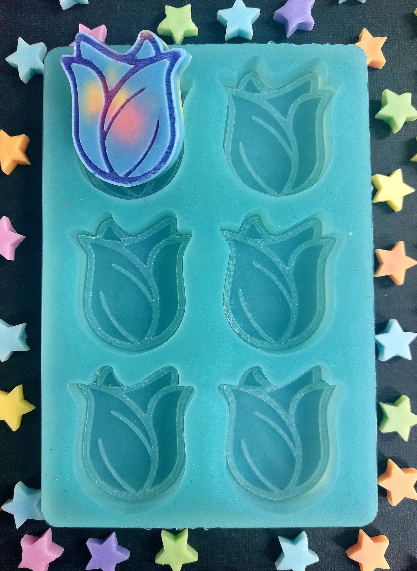 Tulip 6 Piece Silicone Mould for wax, resin, soap