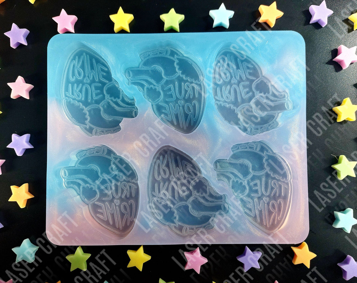 True Crime Heart 6 Cell Silicone Mould for wax, resin etc