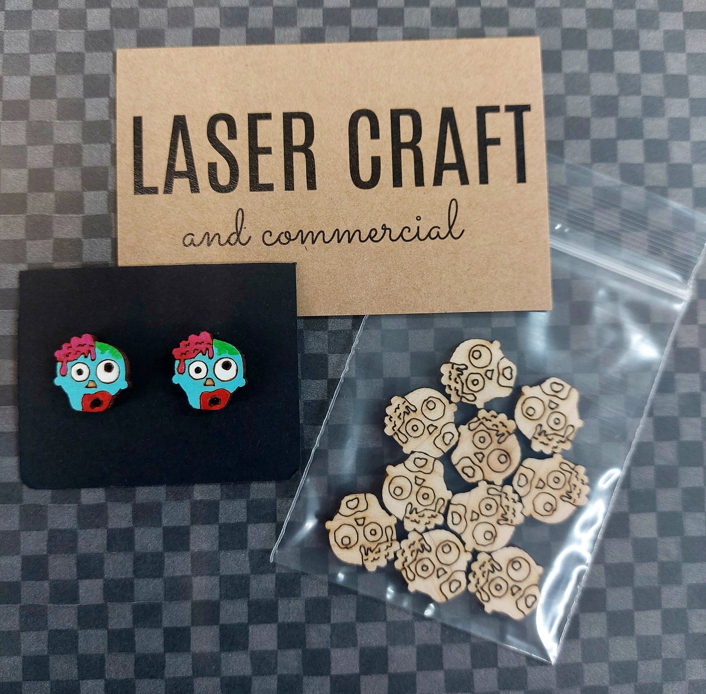 Earrings Zombie, Laser Cut Solid Maple Wood Zombie Earring Blanks, Jewellery Making