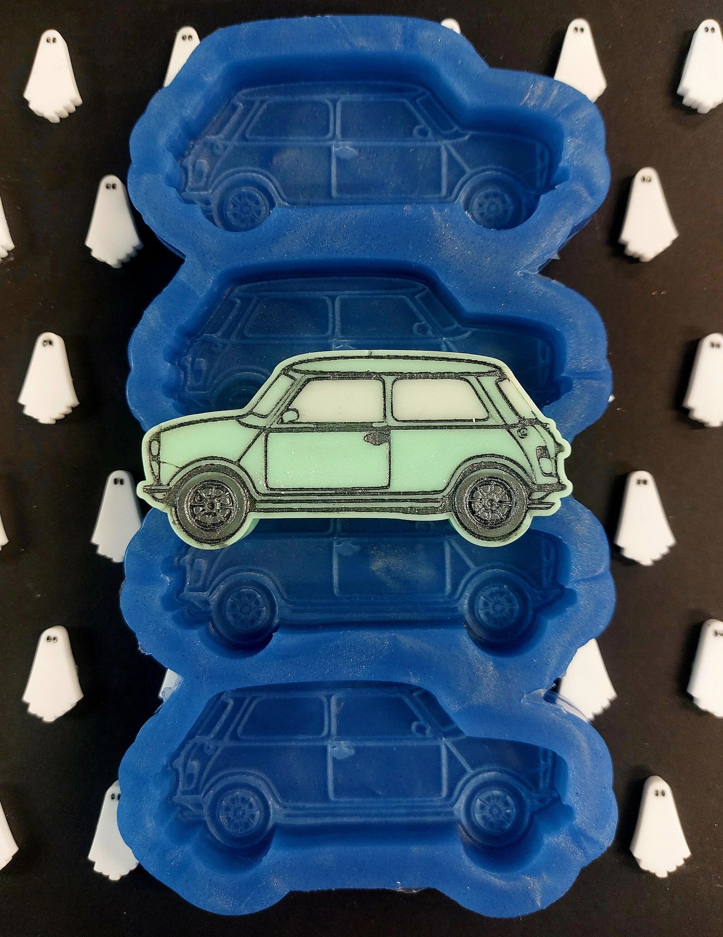 Classic Car Mini 4 Cell Silicone Mould for wax, resin etc