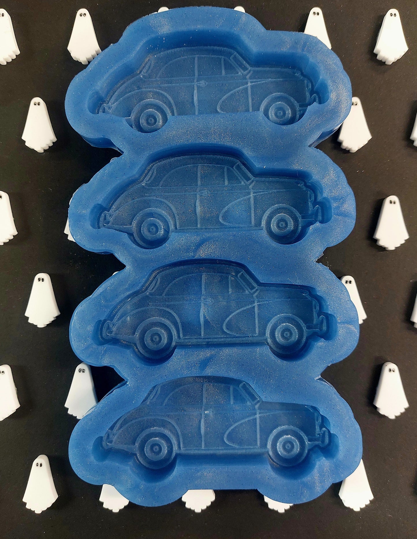 Classic Car Morris Minor 4 Cell Silicone Mould for wax, resin etc