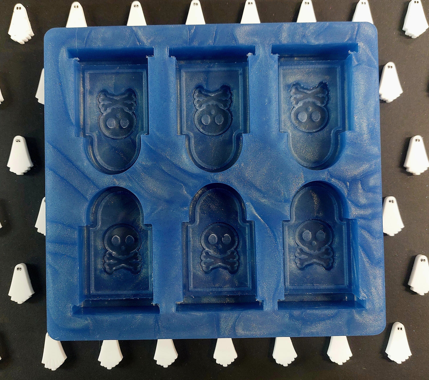 Stand Up Skull Gravestones 6 Cell Silicone Mould for wax melts
