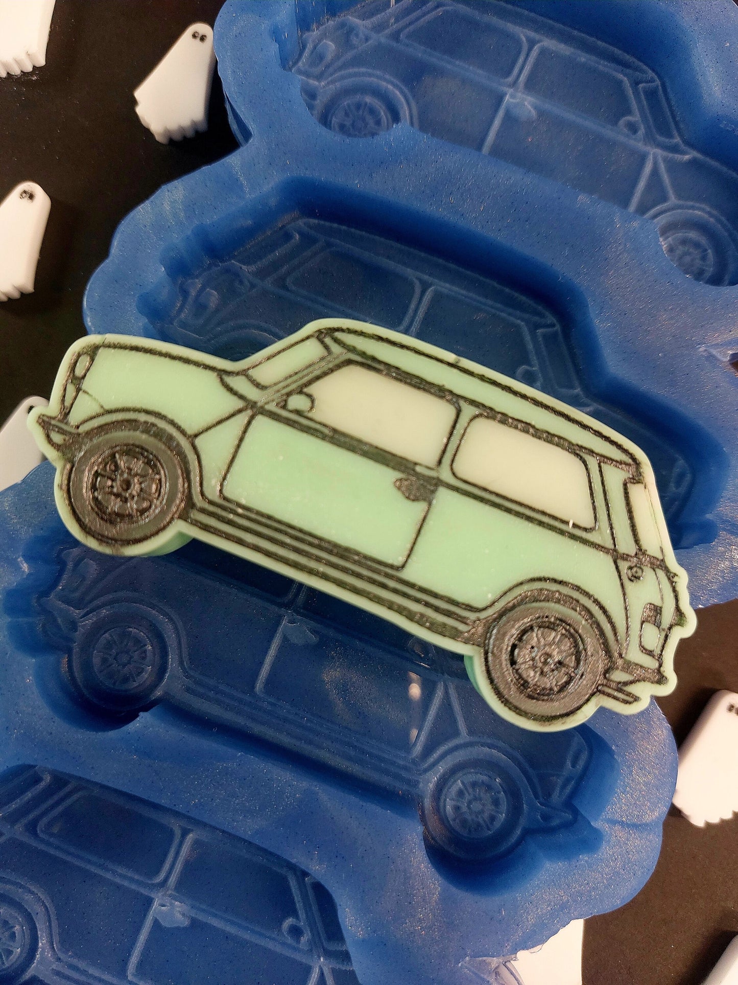 Classic Car Mini 4 Cell Silicone Mould for wax, resin etc