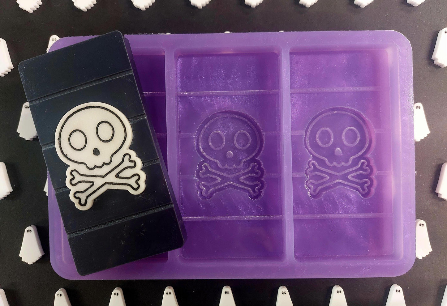 Skull and Crossbones Triple Snapbar Mould Silicone Mould for wax, resin and more (SMALLER SIZE SNAPBARS)