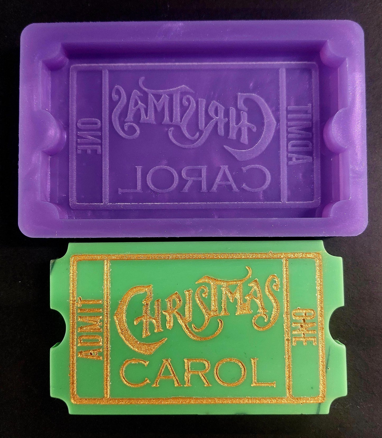 Christmas Carol BIG Ticket Silicone Mould for wax, resin and more
