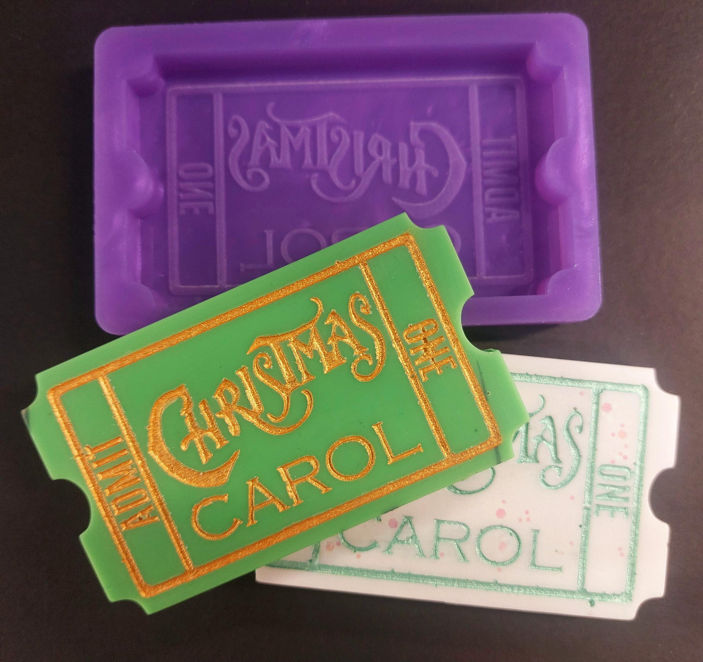 Christmas Carol BIG Ticket Silicone Mould for wax, resin and more
