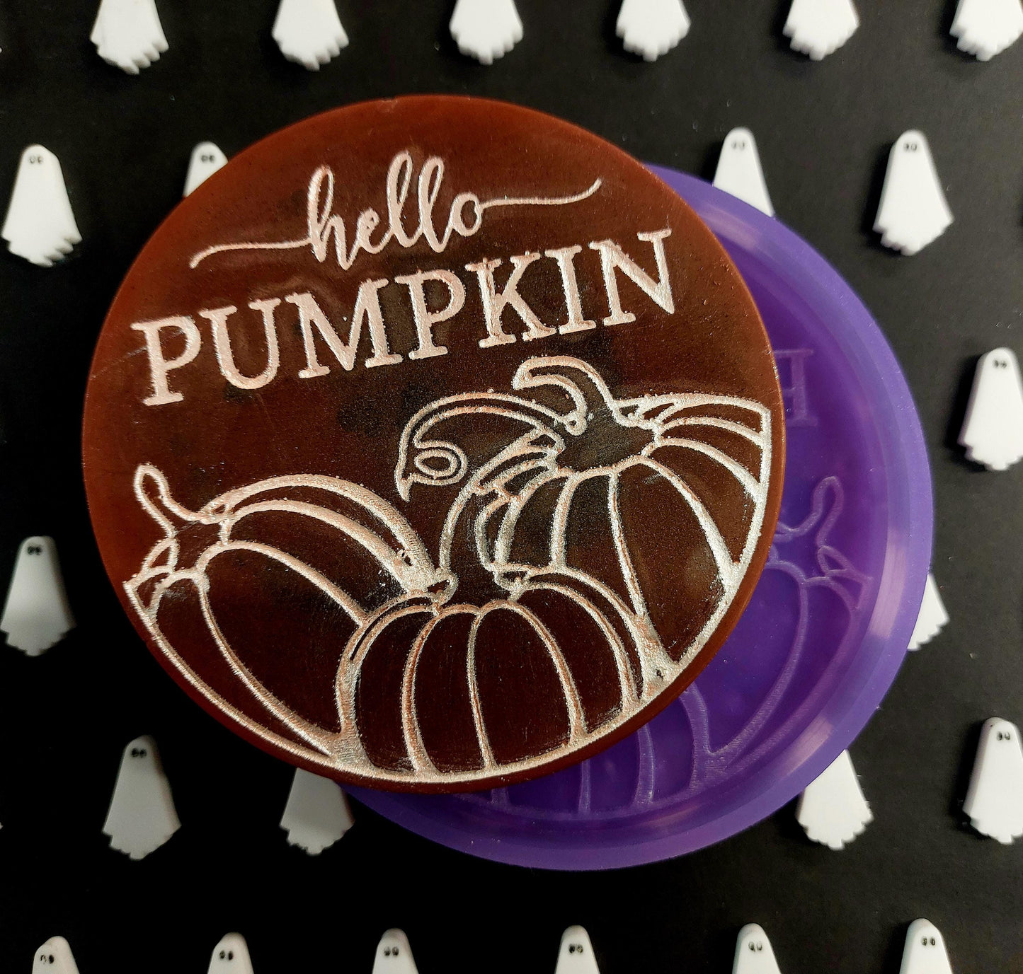 Hello Pumpkin Disc Silicone Mould for wax resin soap
