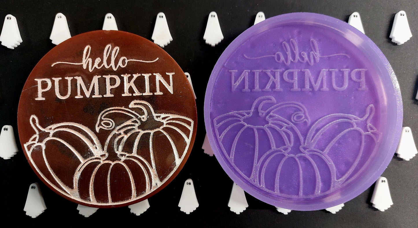 Hello Pumpkin Disc Silicone Mould for wax resin soap