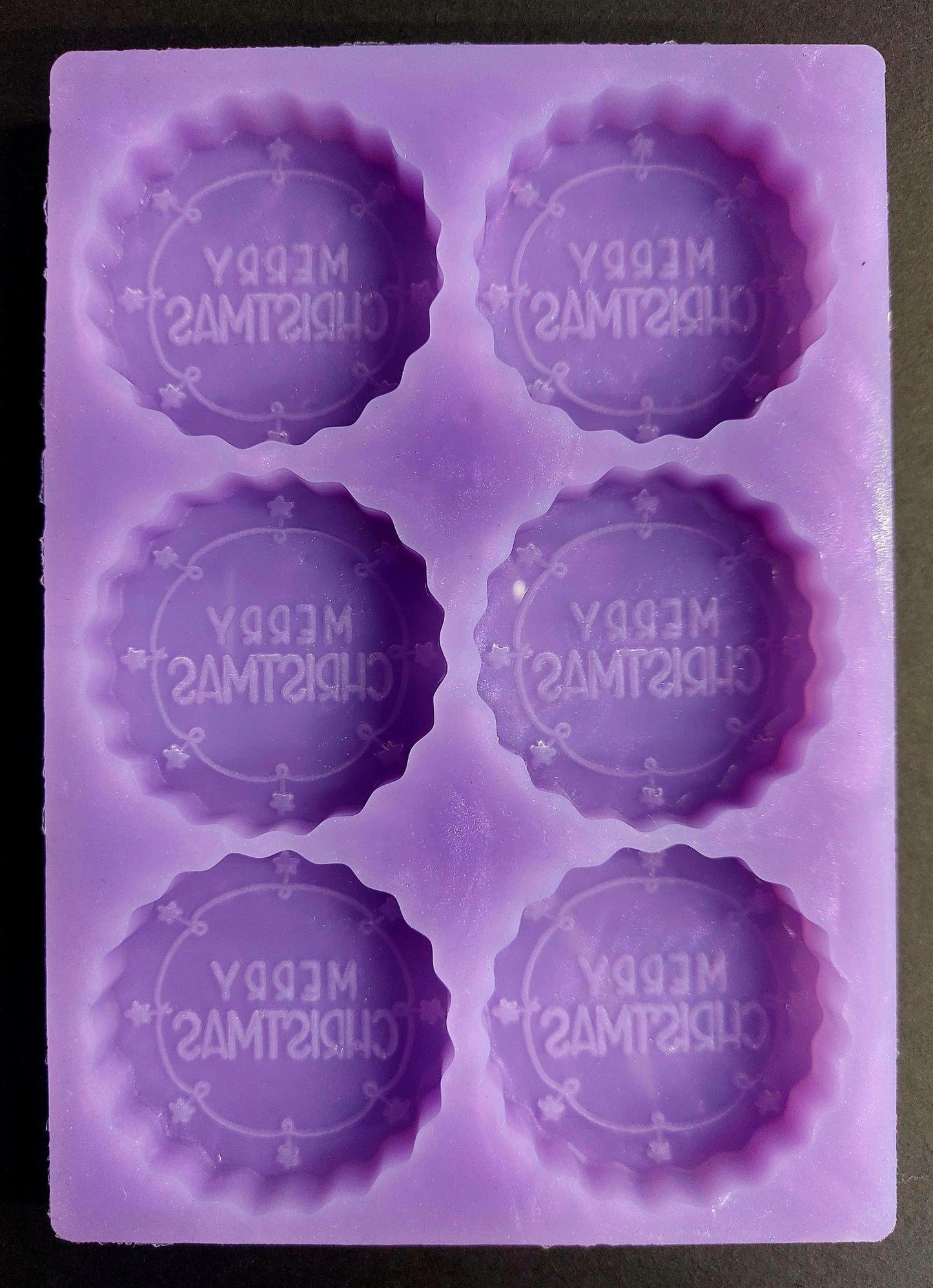 6 Piece Merry Christmas Silicone Mould for wax melts, resin and more