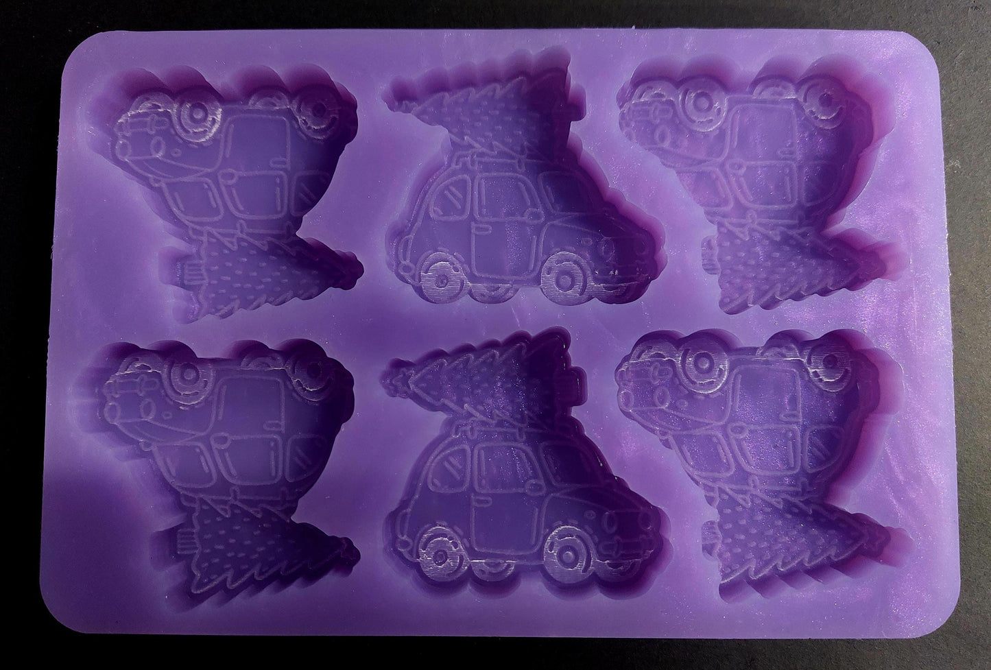 Car and Christmas Tree 6 Cell Silicone Mould for wax melts, resin and more